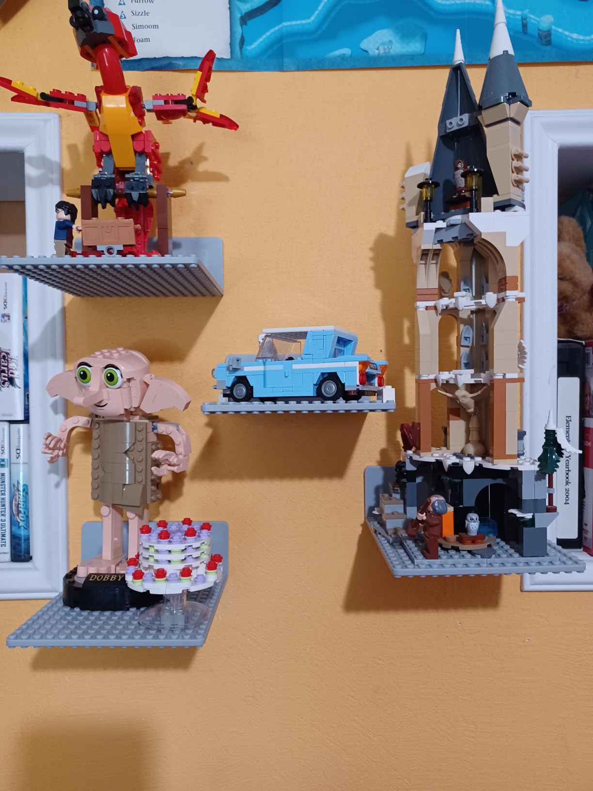 BlissBox 12-Pack Floating Shelves for Wall Compatible with Lego Building Bricks, 5x5.5inch Dual-Sided 16x17 Studs for Toy Brick Storage and Display, ABS Display Shelves for Room Decor, Black customer photo 2