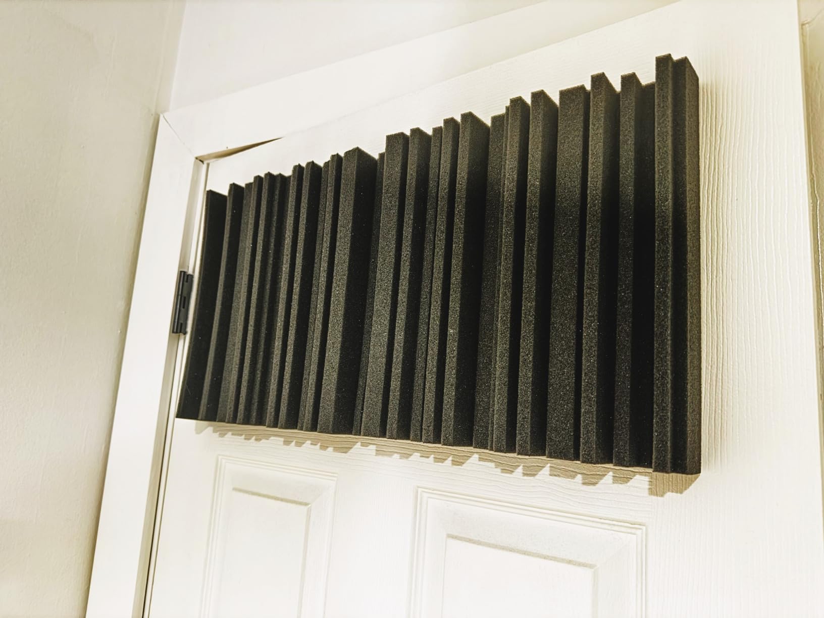 TroyStudio Thick Acoustic Foam Panels, 12 X 12 X 2 Inch 52 Pcs Broadband Sound Absorbing Foam, Dense Soundproof Padding Tile, Recording Studio Foam Absorber, Groove Decorative 3D Wall Ceiling Panel customer photo 1