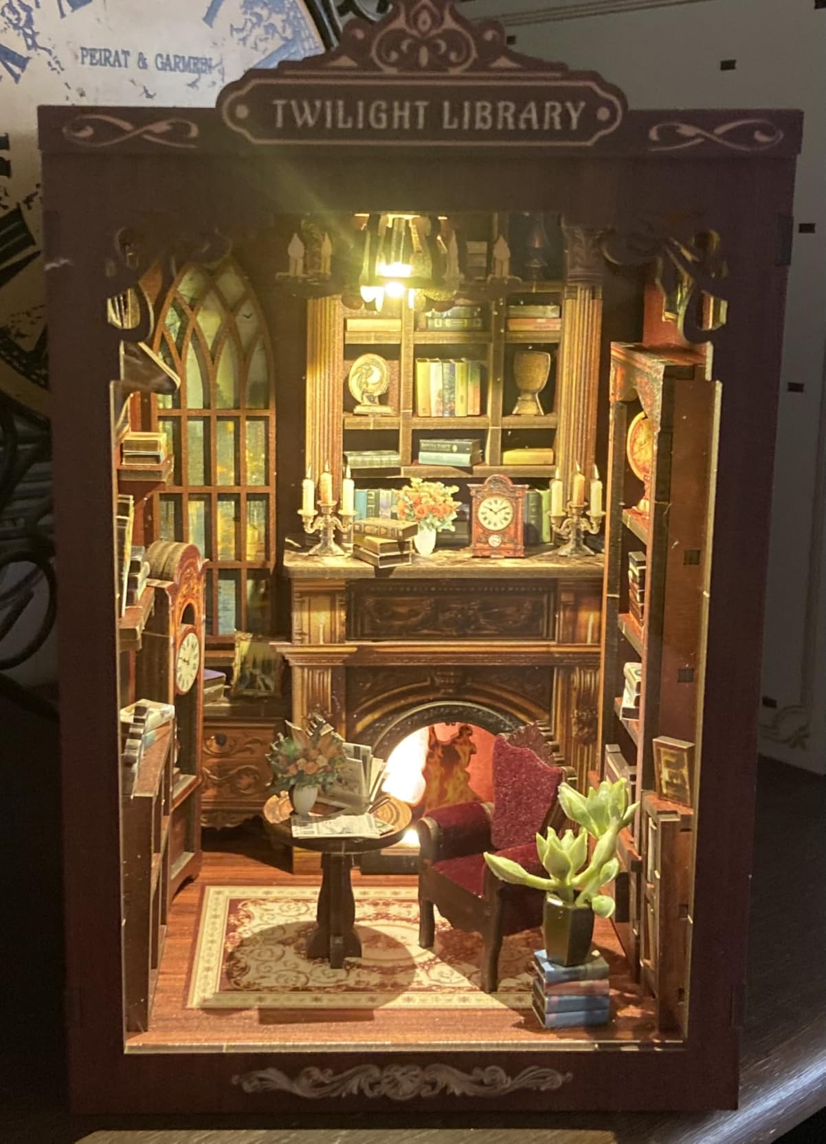 KERNOWO Book Nook Kit, DIY 3D Wooden Puzzles for Adults, Teens and Beginners, Miniature Tiny House Kit for Bookshelf Decor, Bookish Gift for Family, Friends, Book Lovers (Library) customer photo 1