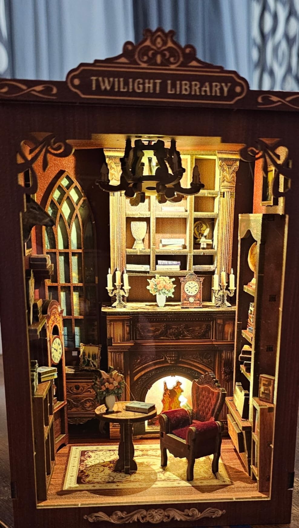 KERNOWO Book Nook Kit, DIY 3D Wooden Puzzles for Adults, Teens and Beginners, Miniature Tiny House Kit for Bookshelf Decor, Bookish Gift for Family, Friends, Book Lovers (Library) customer photo 2