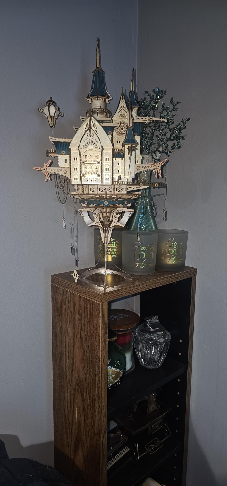 FUNPOLA 3D Wooden Puzzle Steam Castle Model Steampunk Baroque Building Kit | Floating Castle DIY Craft Kit, Bookshelf Decor Craft for Adults, Gifts for Book Lovers, Fantasy Miniature Kit customer photo 1
