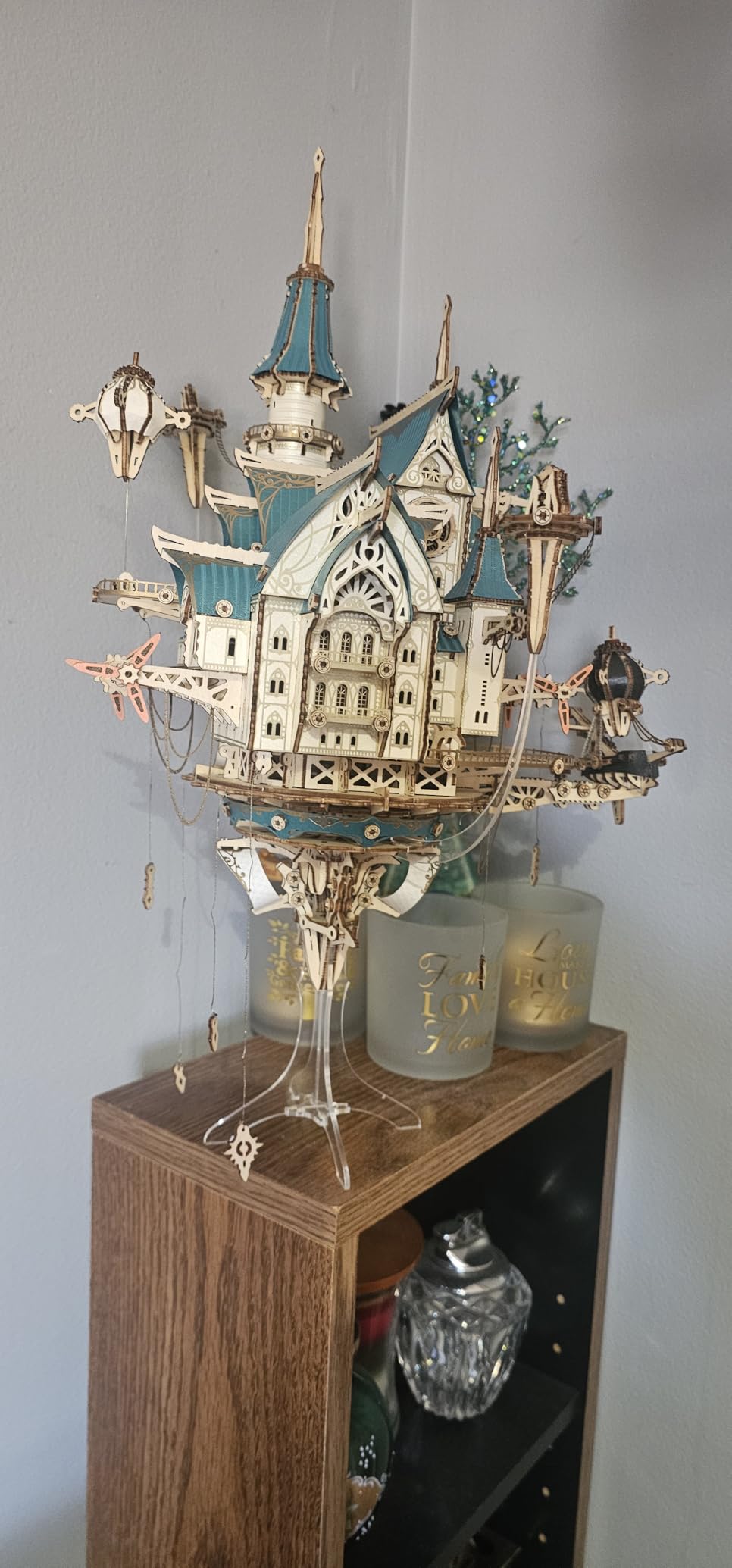 FUNPOLA 3D Wooden Puzzle Steam Castle Model Steampunk Baroque Building Kit | Floating Castle DIY Craft Kit, Bookshelf Decor Craft for Adults, Gifts for Book Lovers, Fantasy Miniature Kit customer photo 2