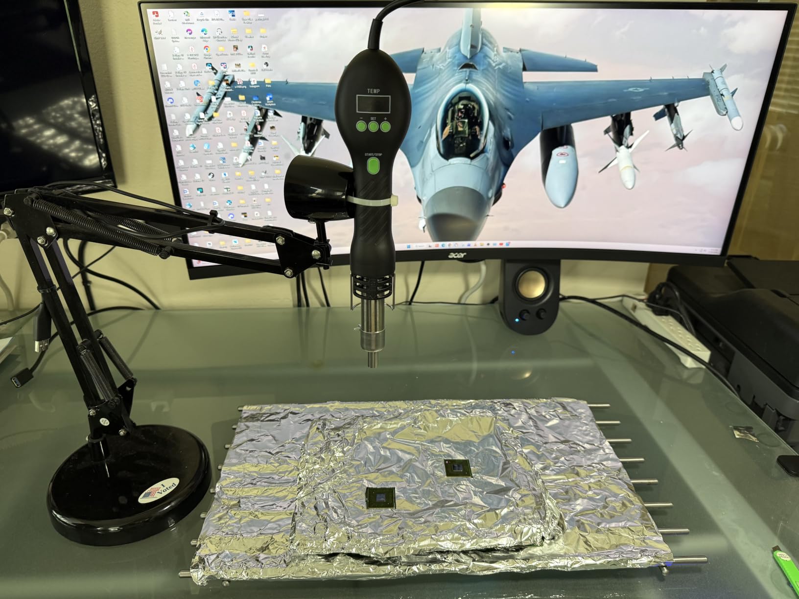 Hot Air Rework Station, 500°C SMD Hot Air Gun with Adjustable Airflow for PCB, USB-C Repair, Plastic Welding, IC Chip Rework customer photo 2