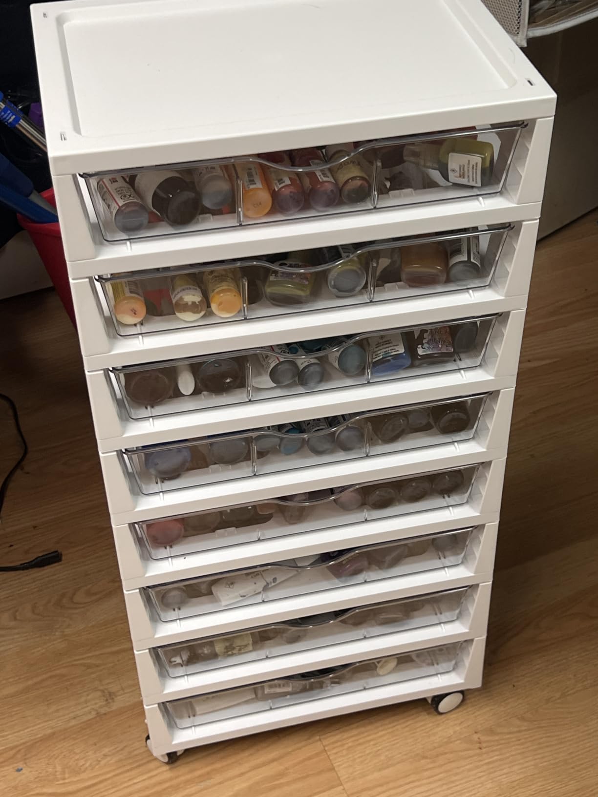 Vtopmart 8 Tier Rolling Cart with Drawers, Clear Plastic Drawers with Removable Dividers for Art &Office Supplies, Beauty Products, Toy, Under Desk Storage for Craft Room, Classroom customer photo 2