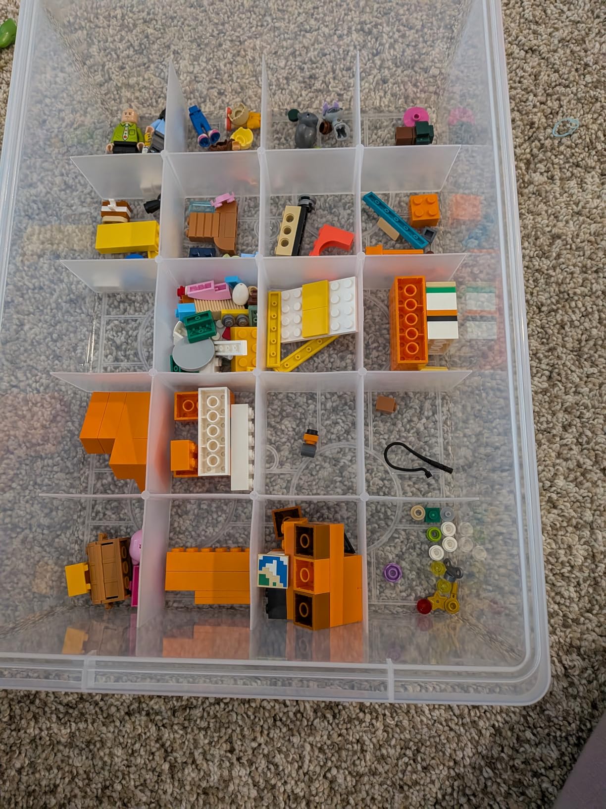 Toy Storage Organizer Box for Lego Bricks with Compatible Building Plate Lid, 3-Layer Removable Sorting Trays, Stackable Plastic Storage Bin, Building Block Organization (1pc-green) customer photo 2