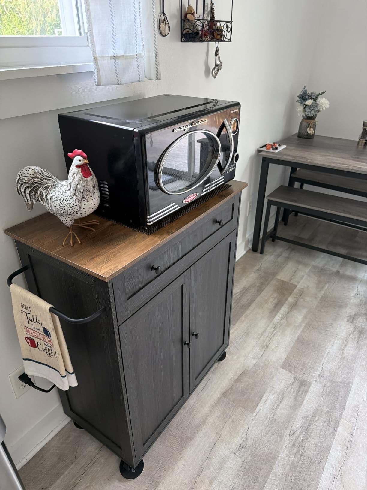 VASAGLE Mobile Kitchen Wooden Island Cart with Storage for Dining Room customer photo 1