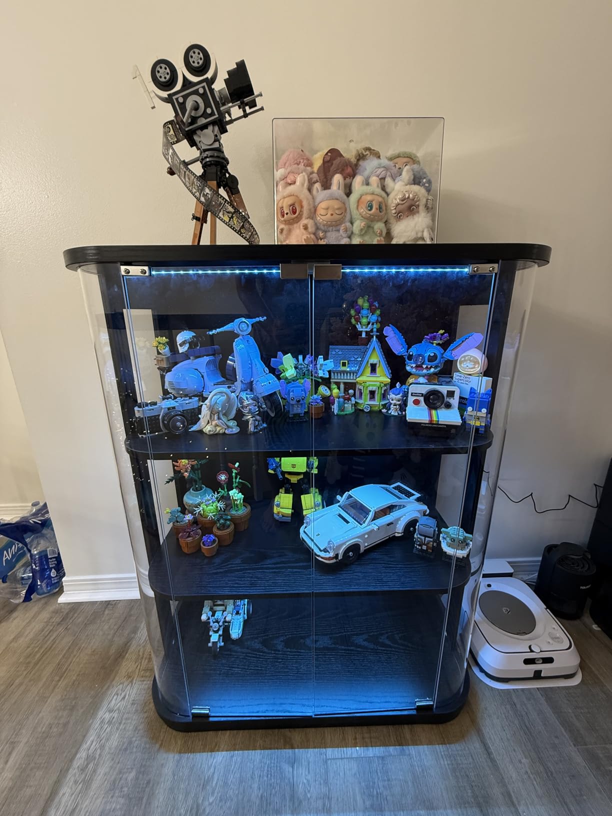 BROTTAR 3-Tier Rounded Display Cabinet with Lights&Human Body Sensor Black | Display Case With Glass Door, Curio Cabinet with 3 Color Lights, Smooth Rounded Design Perfect for Collectibles, Lego, Trophy customer photo 1