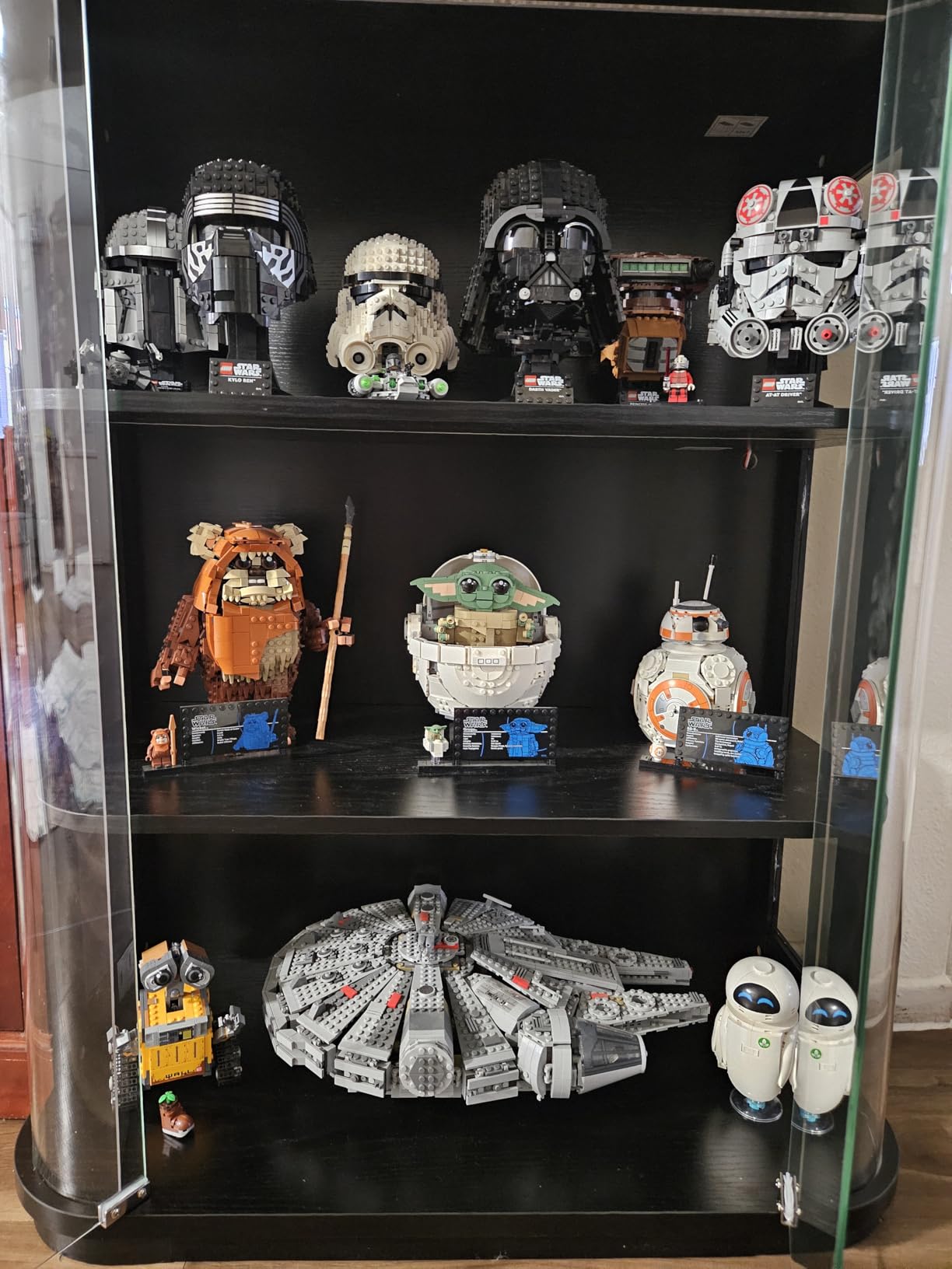 BROTTAR 3-Tier Rounded Display Cabinet with Lights&Human Body Sensor Black | Display Case With Glass Door, Curio Cabinet with 3 Color Lights, Smooth Rounded Design Perfect for Collectibles, Lego, Trophy customer photo 2
