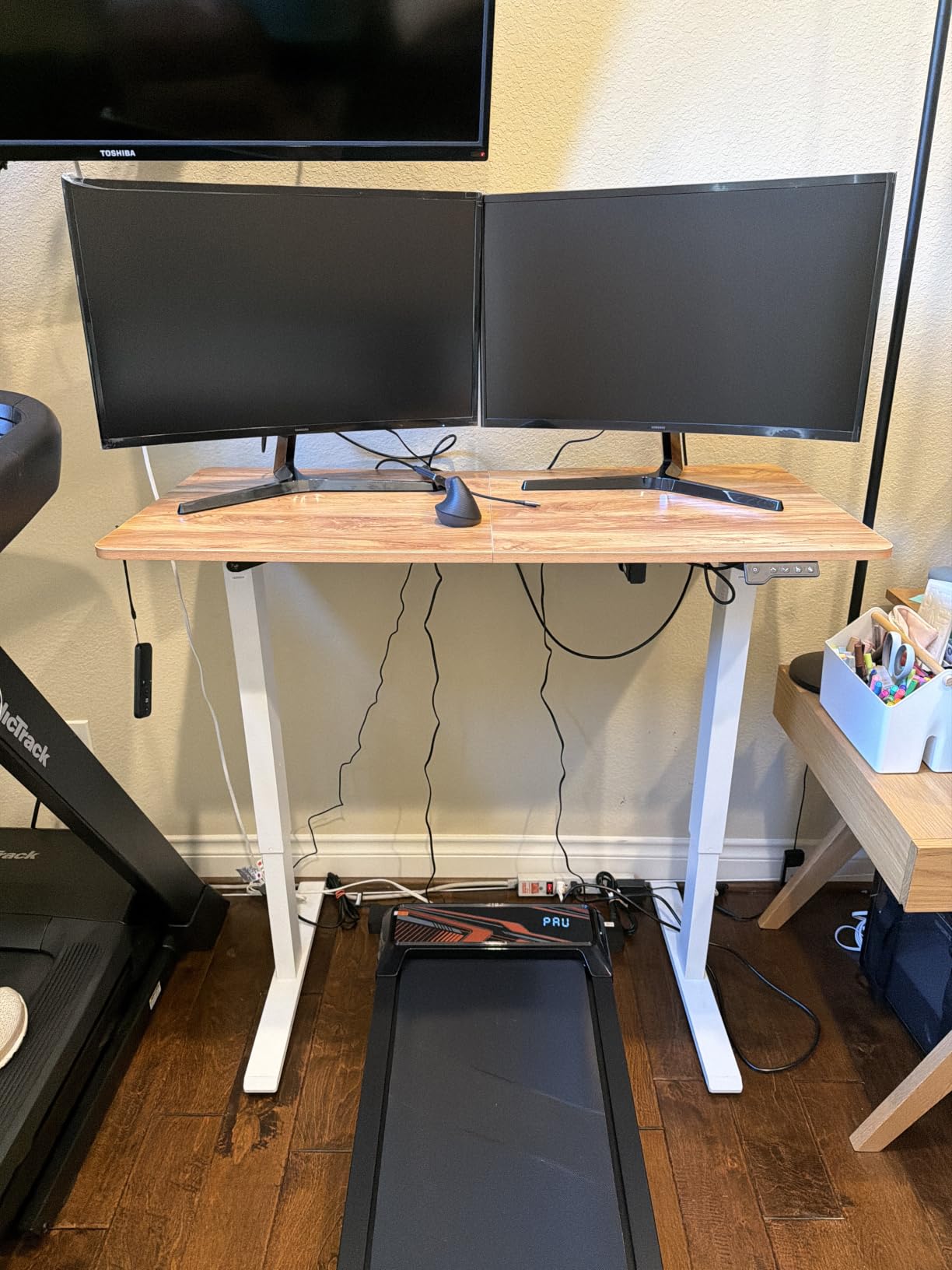 FEZIBO Standing Desk 63 × 37 Inch Electric Height Adjustable, Black, 1