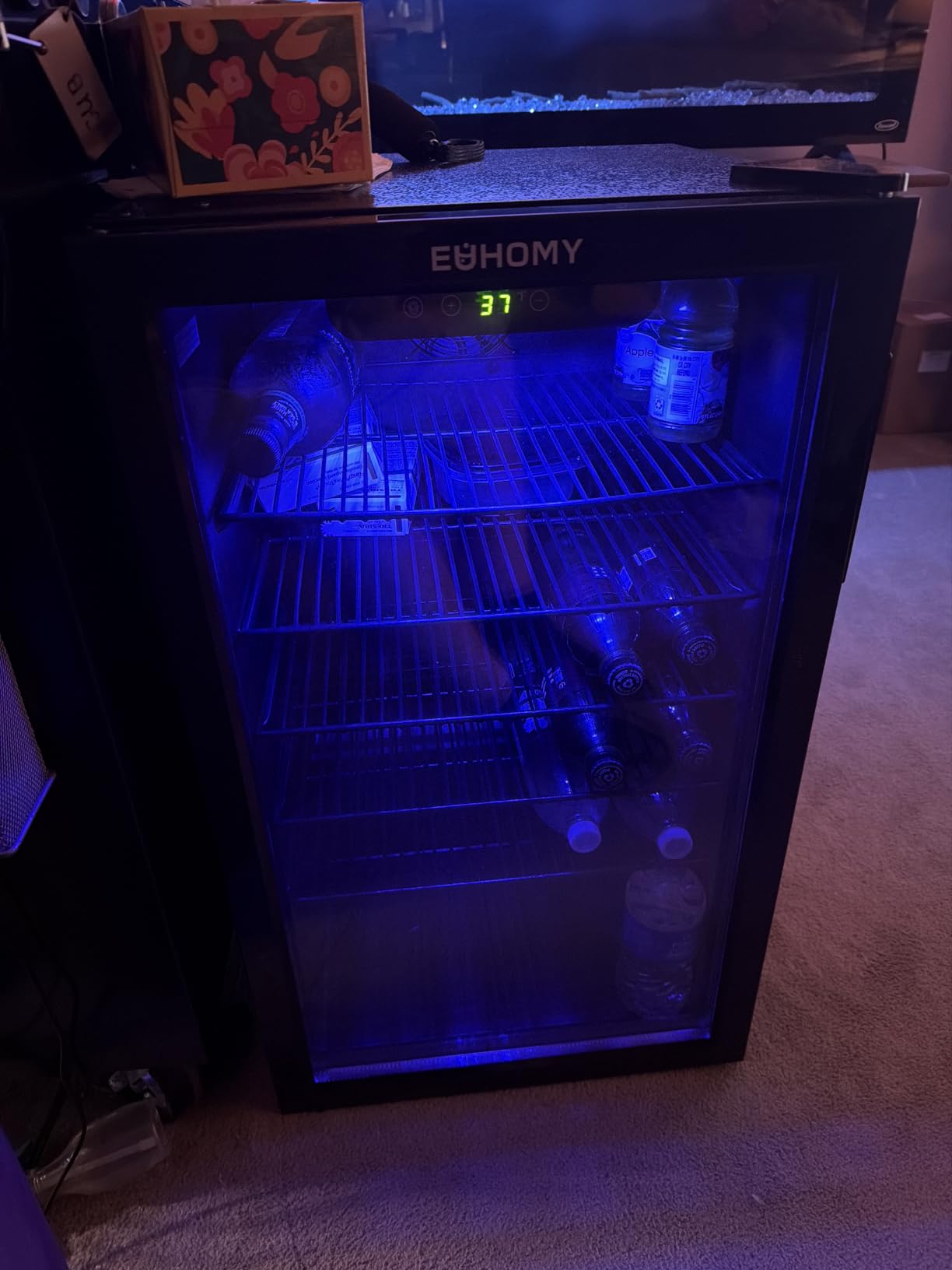 EUHOMY 130 Can Mini Fridge, Beverage Refrigerator with Glass Door, Black | 3.2 Cu.ft Capacity, 37°F to 61°F, Compressor Cooling, Digital Temperature Control, Removable Shelves, Home Bar Office Use customer photo 1
