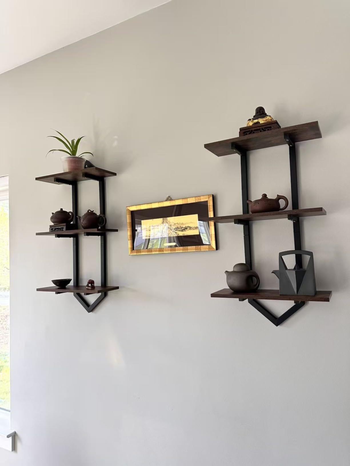 Floating Wall Shelves, Set of 2 Decorative Geometric Shelf for Home Decor | 2-Tier Wall Mounted Display Shelves for Bedroom, Living Room, Office & Kitchen, Modern Storage Rack for Books, Plants & Decor customer photo 2