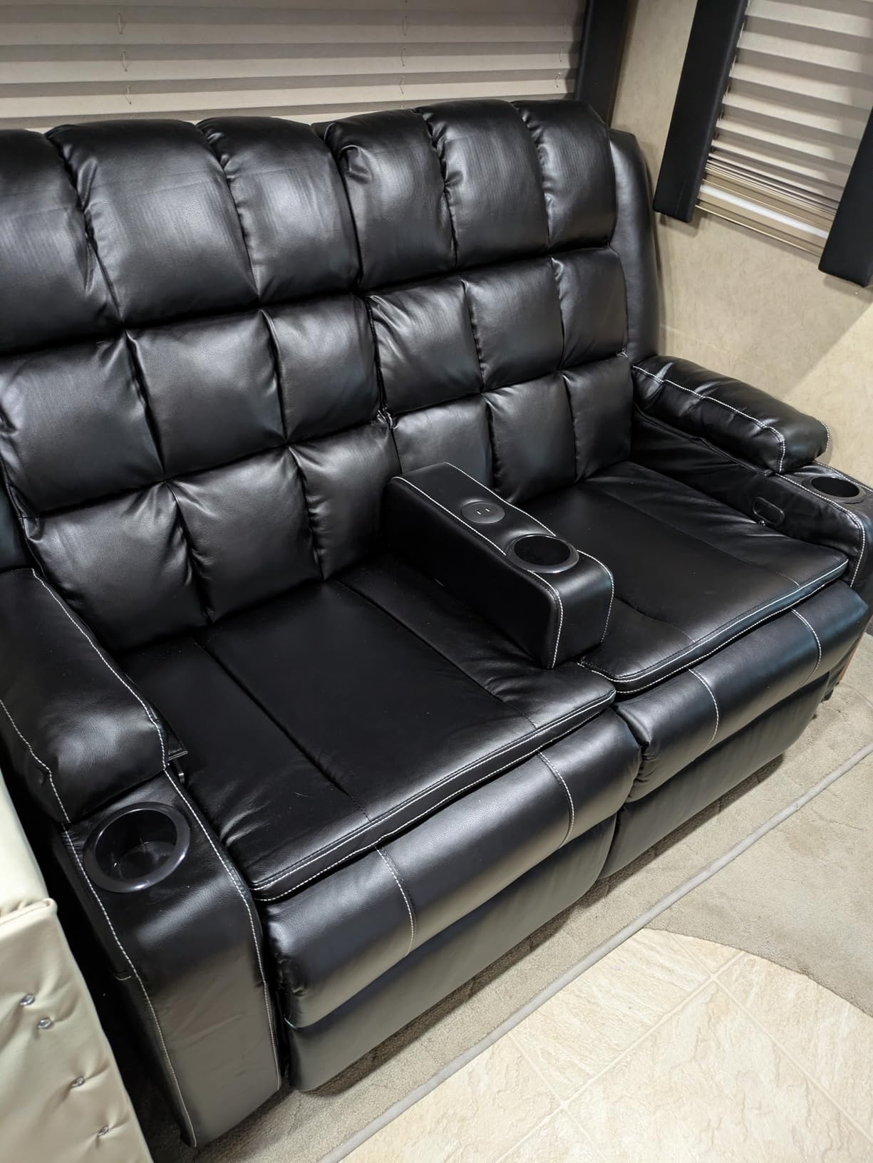 Home Theater Seating, Power Loveseat Recliner Sofa with Massage & Heat, Wall Hugger Reclining Loveseat with USB, RV Couch with LED Lights, Flip Backrest, Cup Holders for Movie Theater & Gaming Room customer photo 2