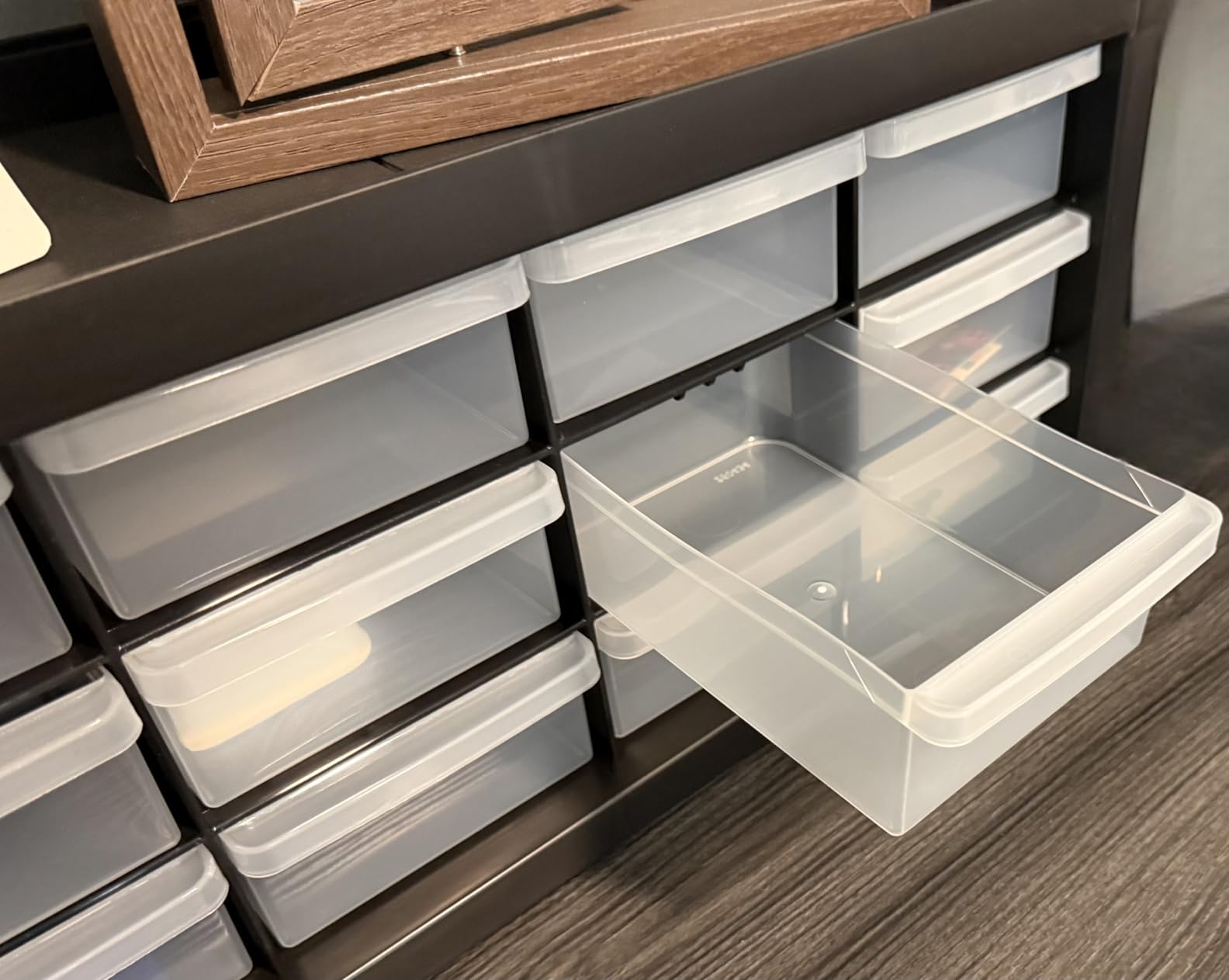 IRIS USA 12-Drawer Desk Storage Organizer, Charms, Water Packets, Black | Wall mountable, Stackable, Craft Supplies, Building Bricks, Crayons, Beads Organizer customer photo 1