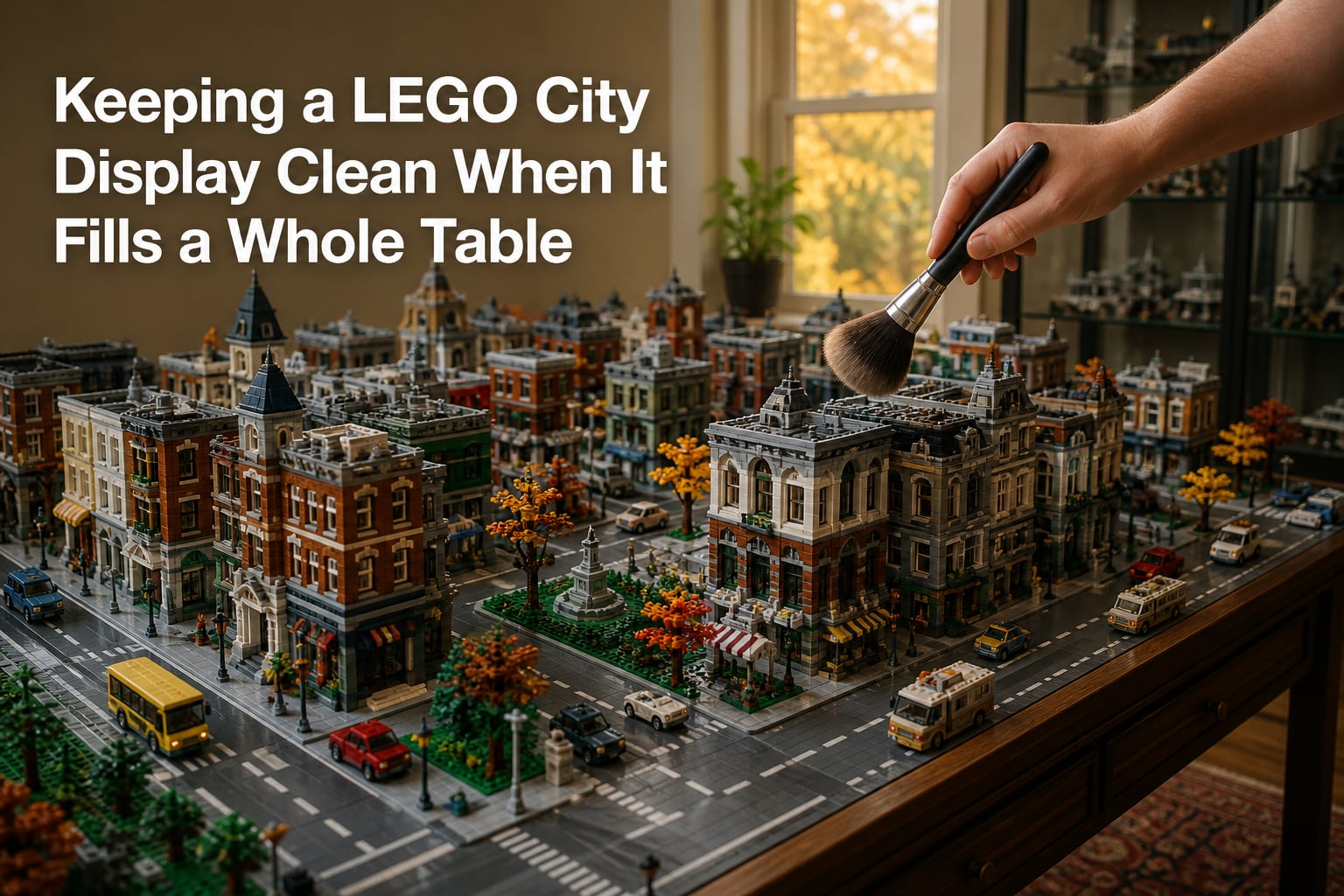 Keeping a LEGO City Display Clean When It Fills a Whole Table