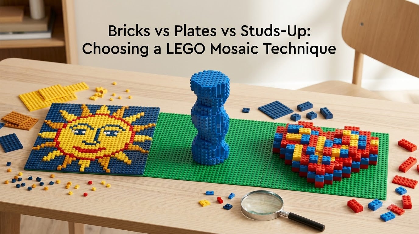 Bricks vs Plates vs Studs-Up: Choosing a LEGO Mosaic Technique