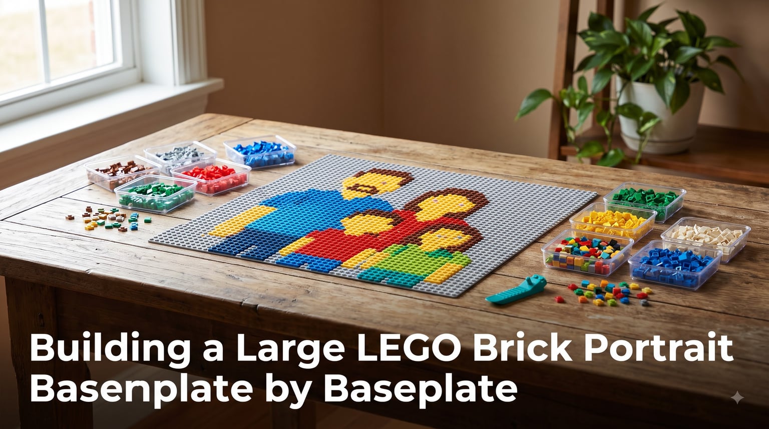Building a Large LEGO Brick Portrait Baseplate by Baseplate