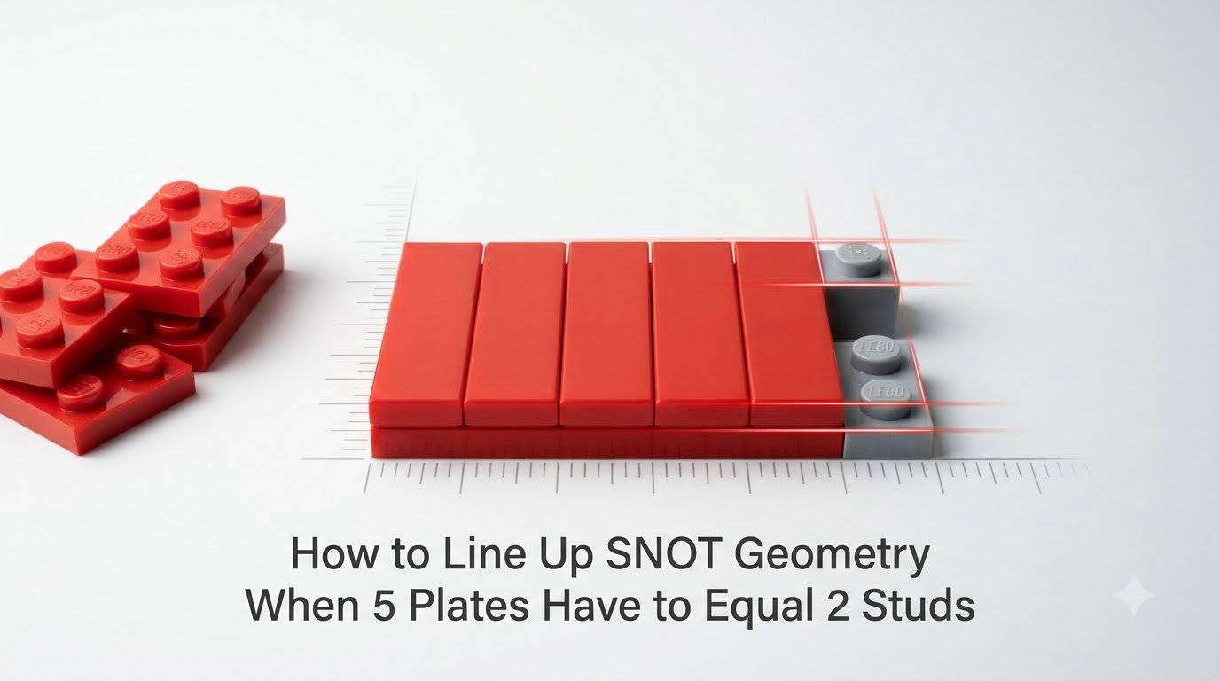 How to Line Up SNOT Geometry When 5 Plates Have to Equal 2 Studs
