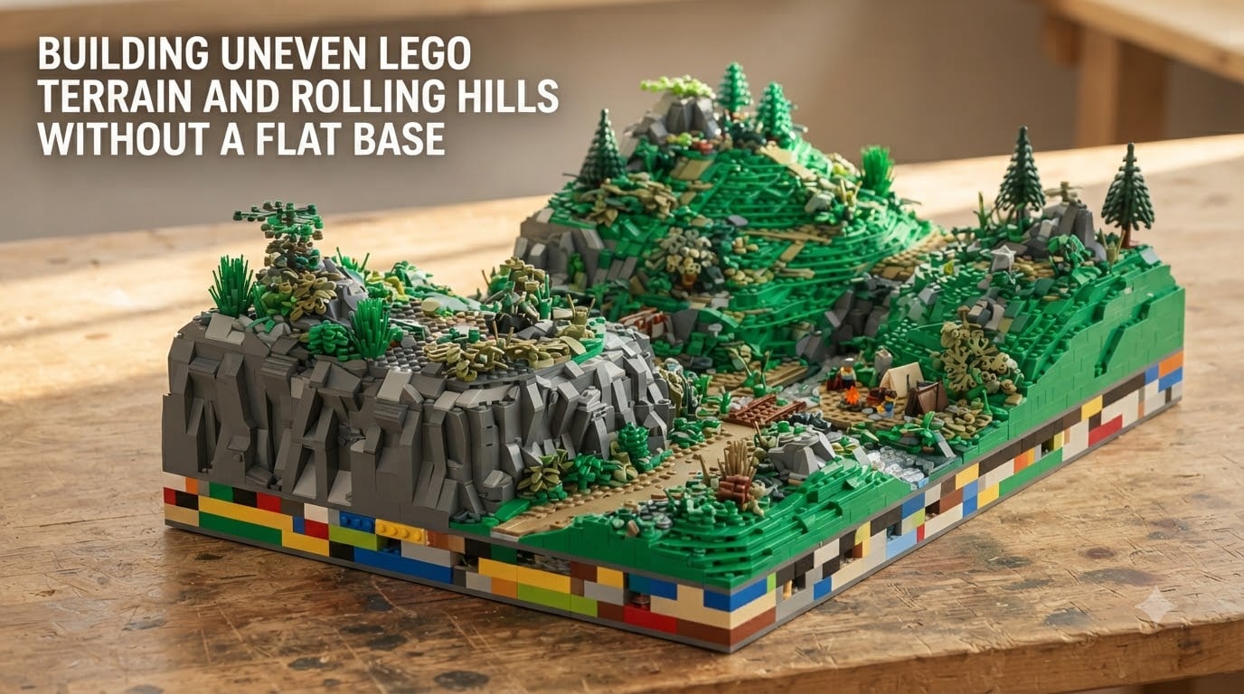Building Uneven LEGO Terrain and Rolling Hills Without a Flat Base
