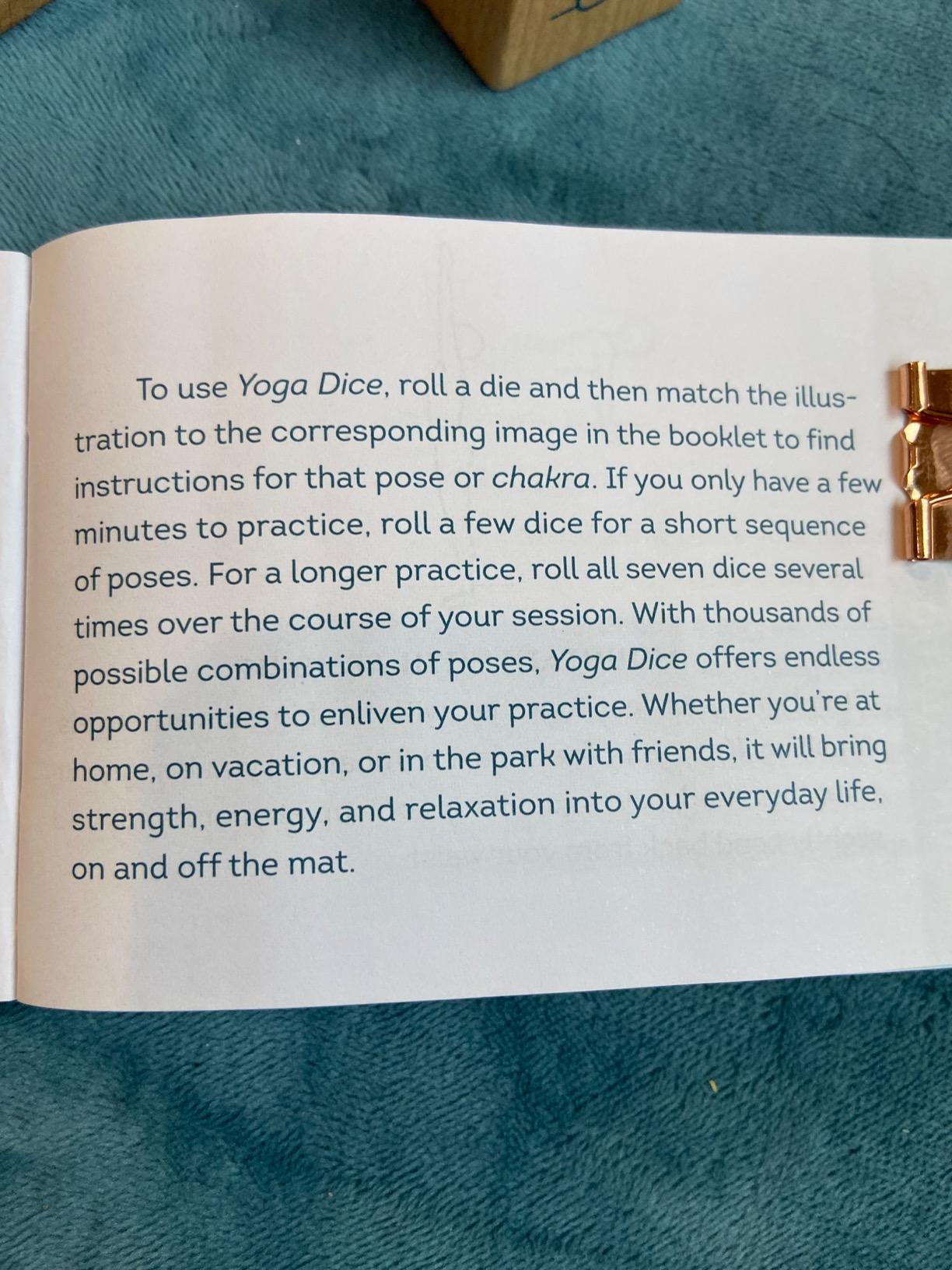 Chronicle Books Yoga Dice: 7 Wooden Dice, Thousands of Possible Combinations! (Meditation Gifts, Workout Dice, Yoga for Beginners, Dice Games, Yoga Gifts for Women) customer photo 2