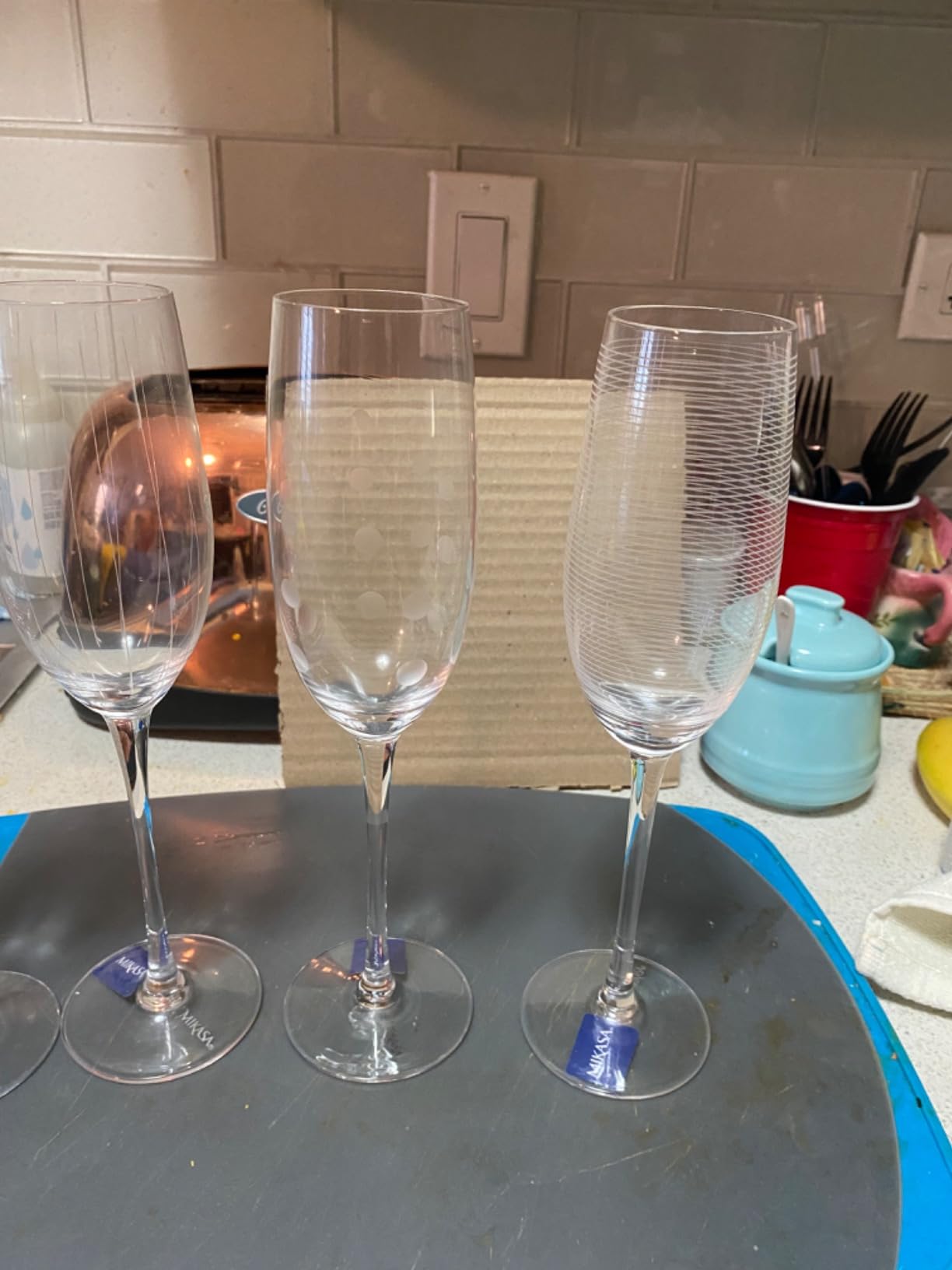 Mikasa Crystal Cheers Champagne Flutes, Set of 4, 8 fluid ounces customer photo 2