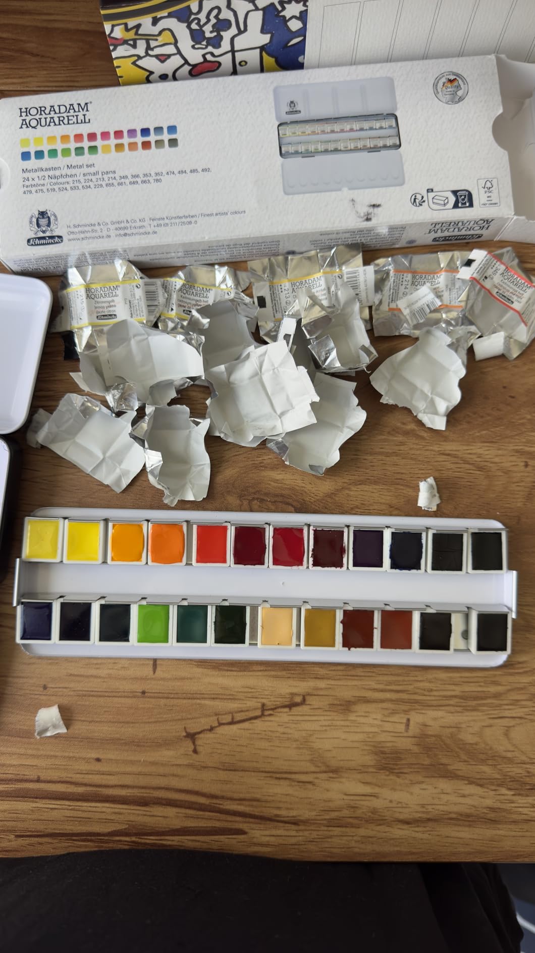 Schmincke - HORADAM® AQUARELL color box with 48 finest watercolors, 74448097, black metal box, painting set, premium watercolors, 48 x 1/2 pans customer photo 1