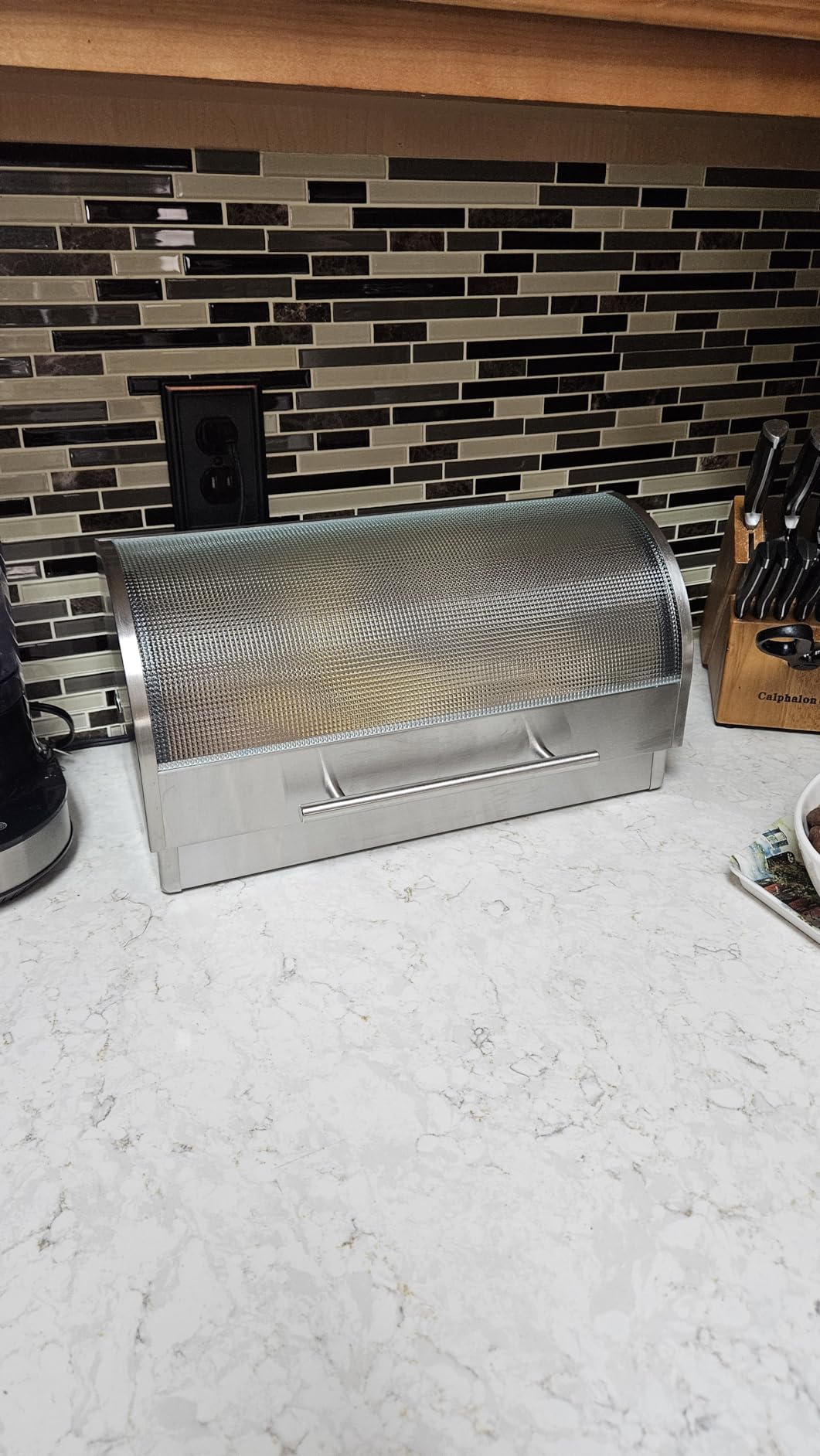 Oggi Stainless Steel Roll Top Bread Box for Kitchen Countertop with Tempered Glass Lid - Fits Multiple Large Loaves of Bread and Other Freshly Baked Goods Including Cookies, Bagels, Muffins customer photo 2