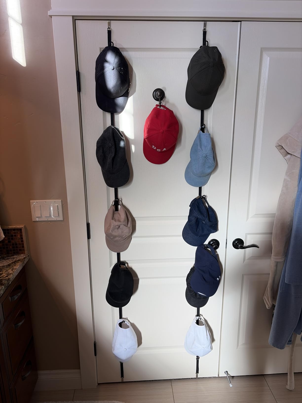 Perfect Curve CapRack Over-The-Door Hat Organizer for Baseball Caps, 2 Straps, Holds 18-36 Caps customer photo 1