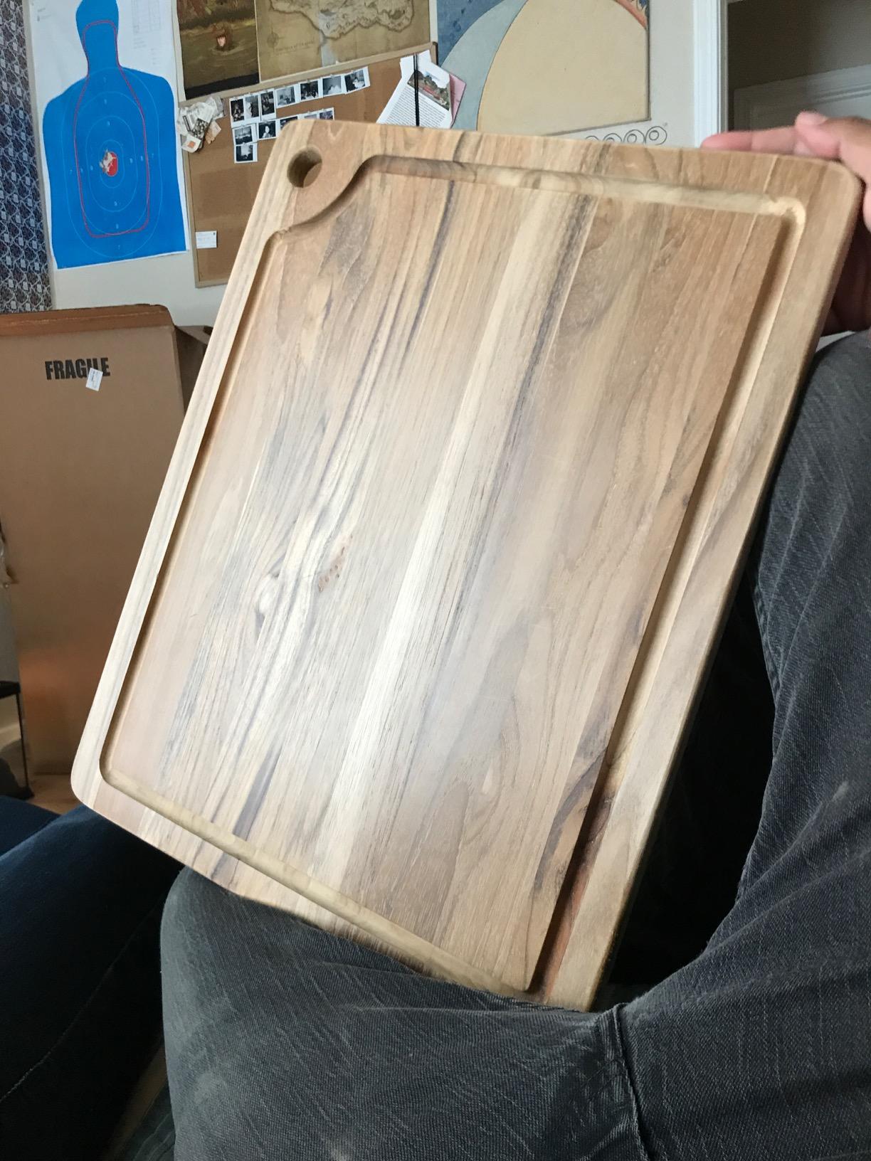 Teakhaus Teak Cutting Board - Rectangle Edge Grain Board With Corner Hole And Juice Canal (16 x 12 x .5 in.) customer photo 1