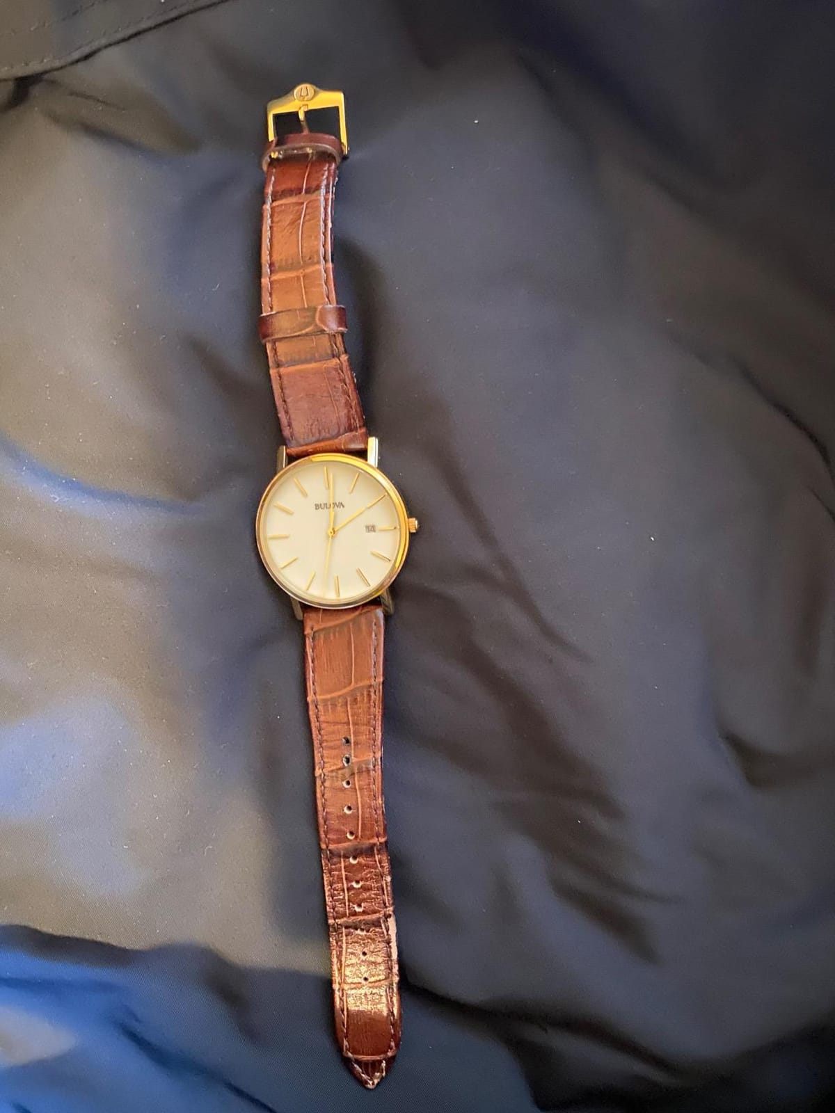 Bulova Men's Classic 3-Hand Calendar Date Quartz Leather Strap Watch, Buckle, 37mm customer photo 2