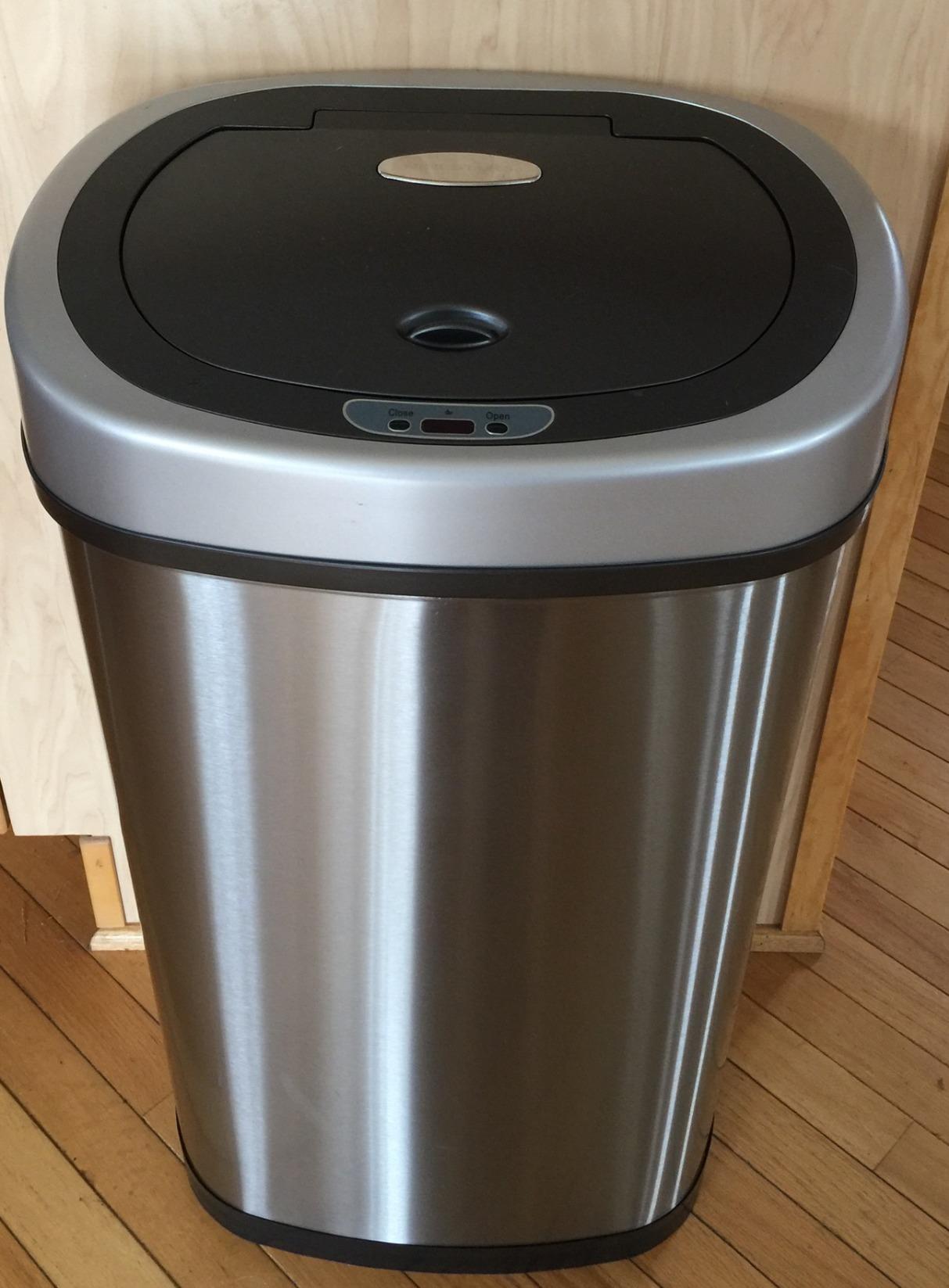 NINESTARS CB-DZT-50-98-1C Automatic Touchless Motion Sensor Oval & Rectangular Trash Can Combo Set, 13.2 Gal. 50 L. & 2.1 Gal.8 L., Stainless Steel customer photo 1