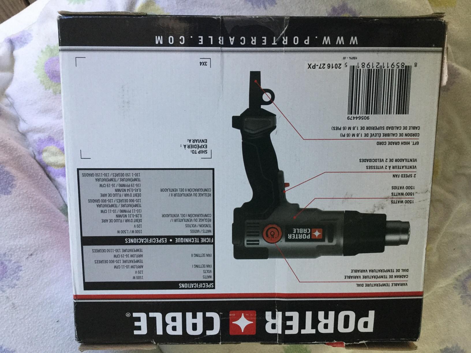 PORTER-CABLE Heat Gun, 1500 Watt, Dual Temperature Settings, Corded (PC1500HG) customer photo 1