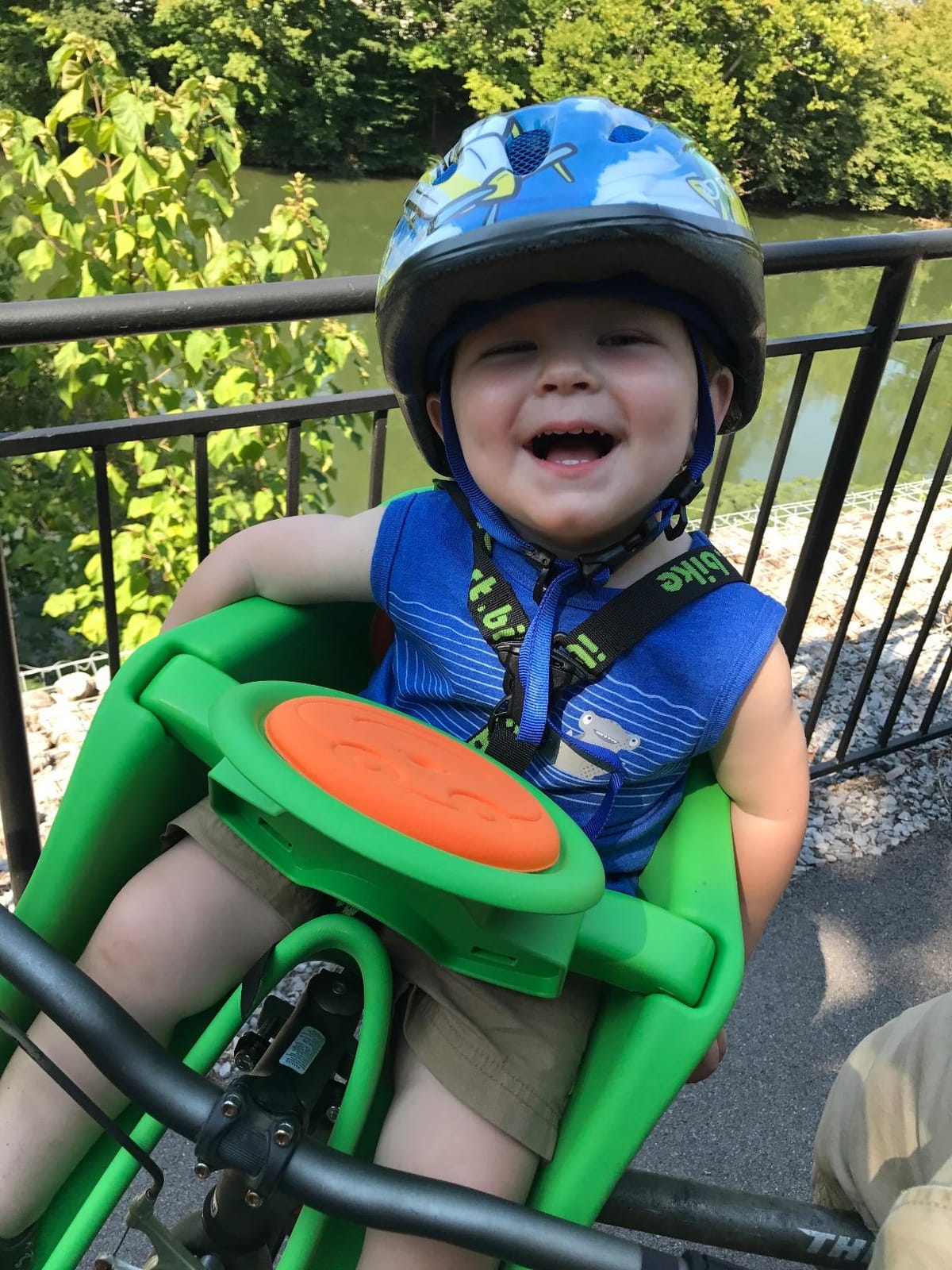 iBert Front Mounted Child Seat with Patented Mounting for Easy and Secure Installation - Child’s Bike Seat with 3-Point Safety Harness and Adjustable Foot Cups - Durable Plastic Shell customer photo 2