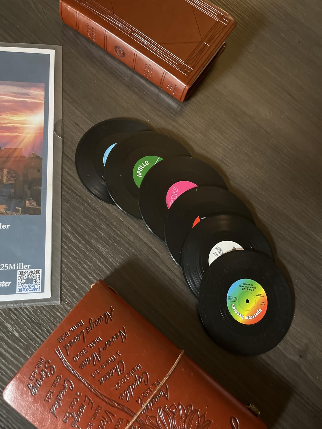 Retro Vinyl Coasters 6-Pack, Cool Drinks Coasters, Great Housewarming Gift, Music Lovers Gift idea customer photo 1
