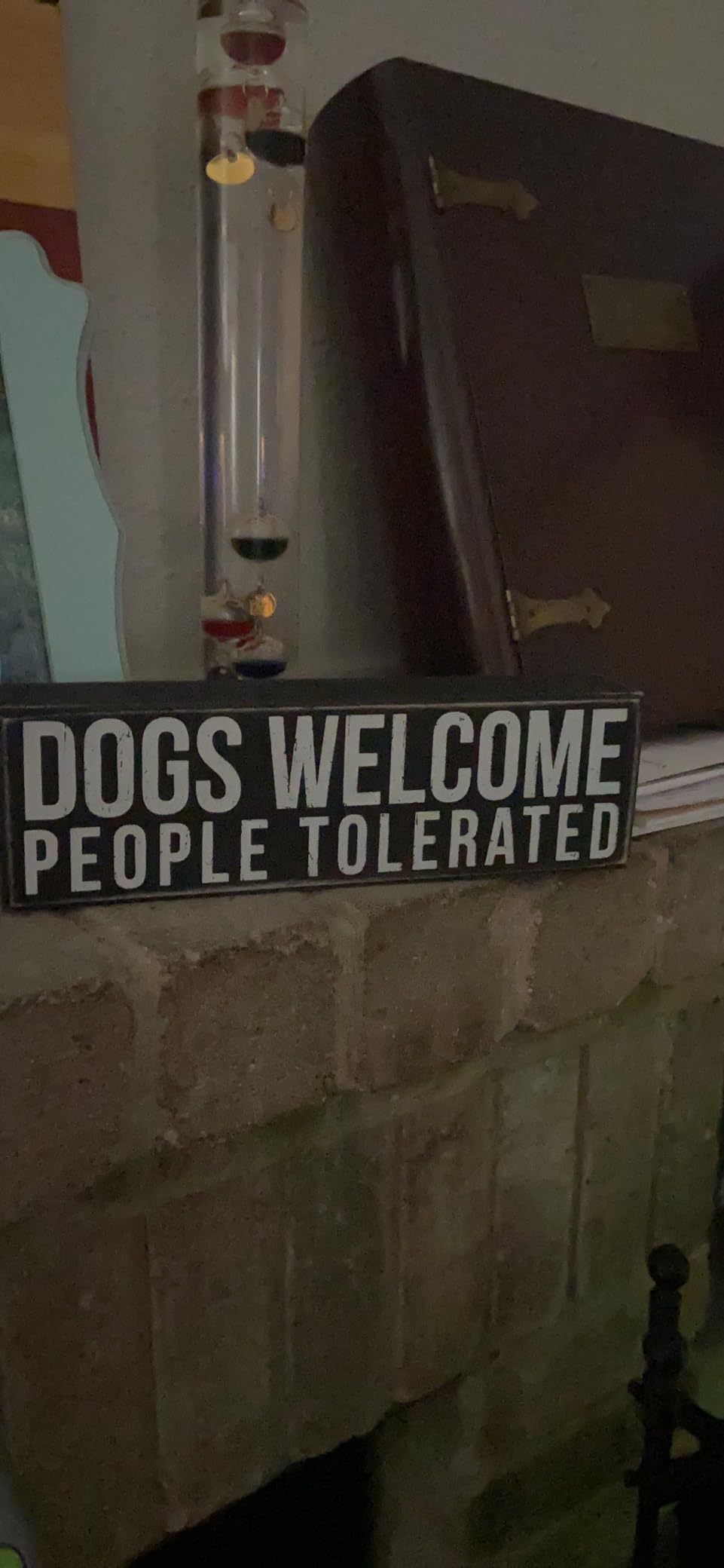 Primitives by Kathy Rustic Wooden Decor Sign - 'Dogs Welcome, People Tolerated' - Office/Farmhouse Decor, Dog Lovers Gift, 5