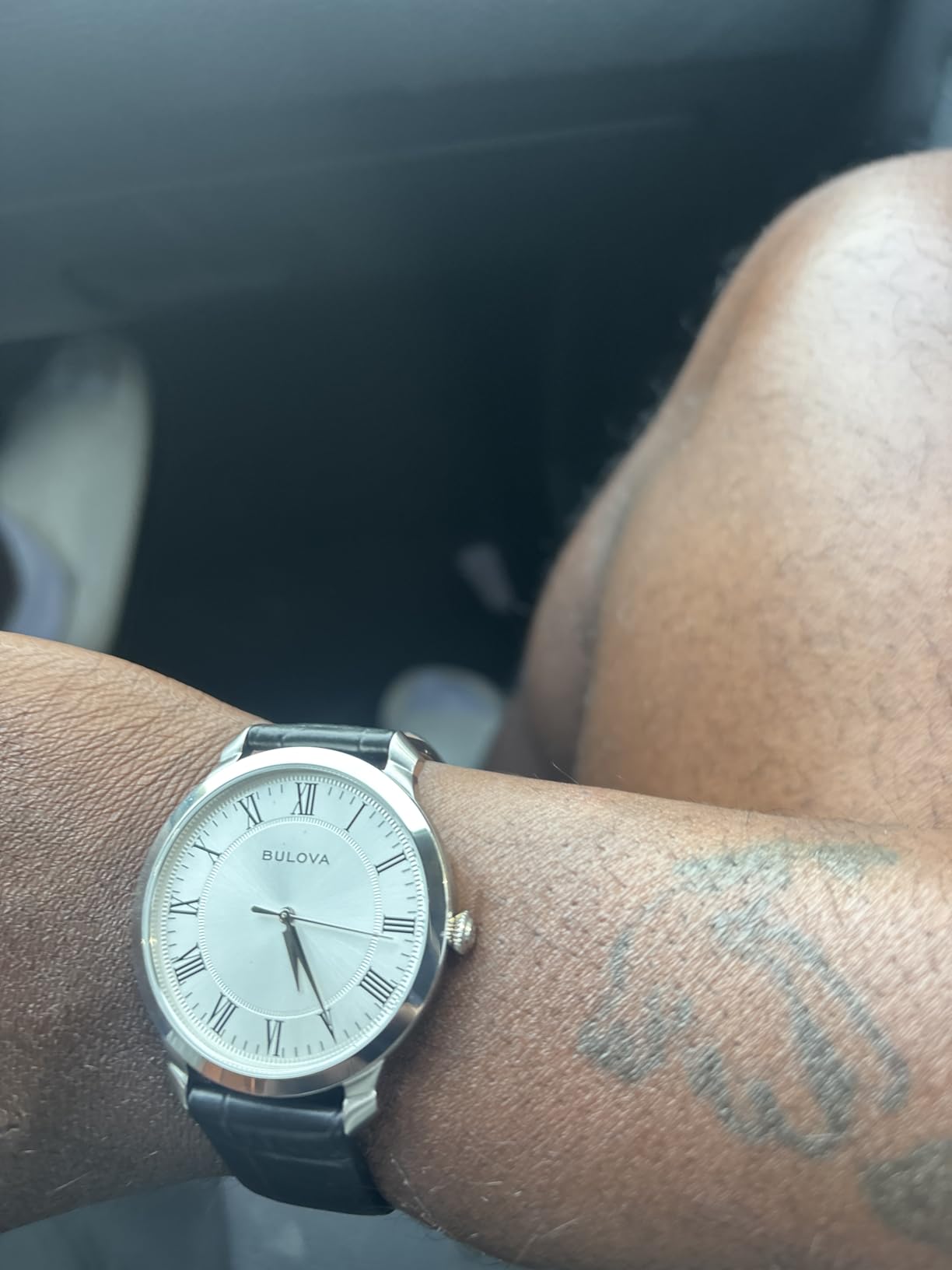 Bulova Men's Classic 3-Hand Quartz Black Leather Strap Watch, Roman Numeral Markers, 41mm customer photo 1