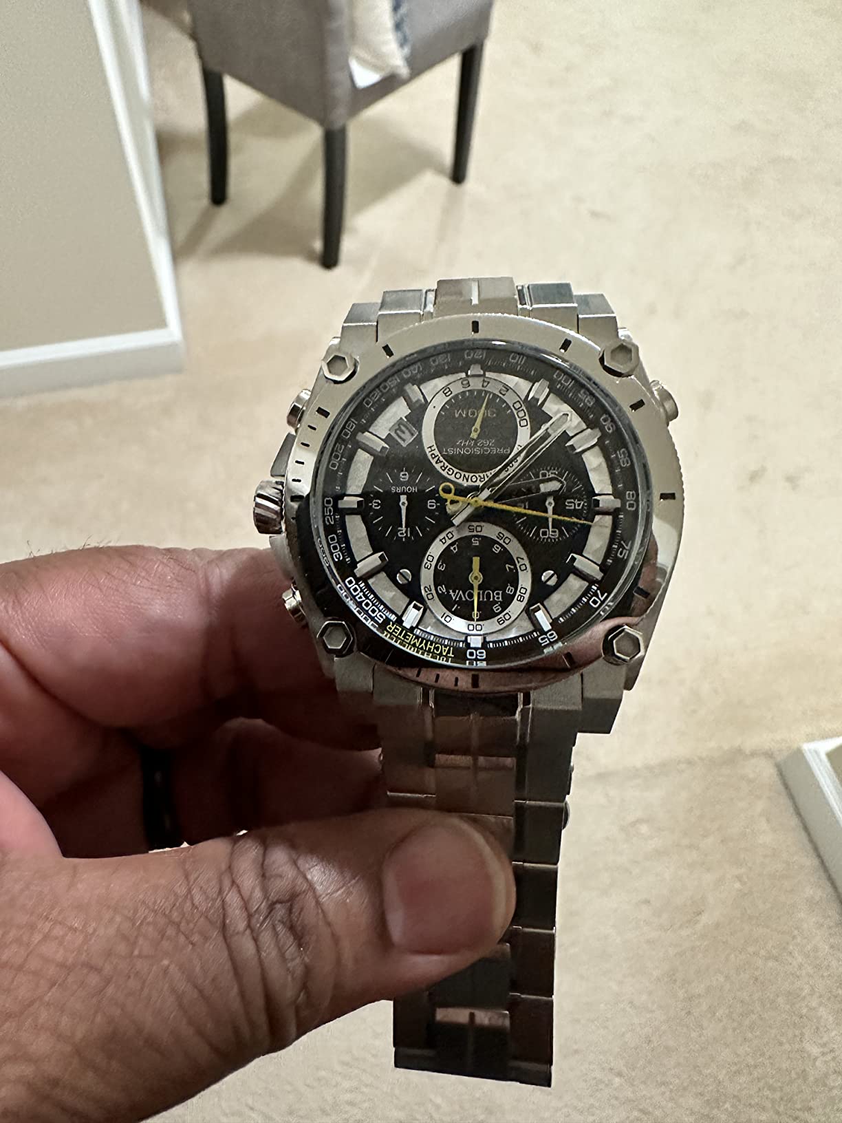 Bulova Men's Icon High Precision Quartz Chronograph Watch, Curved Mineral Crystal customer photo 2