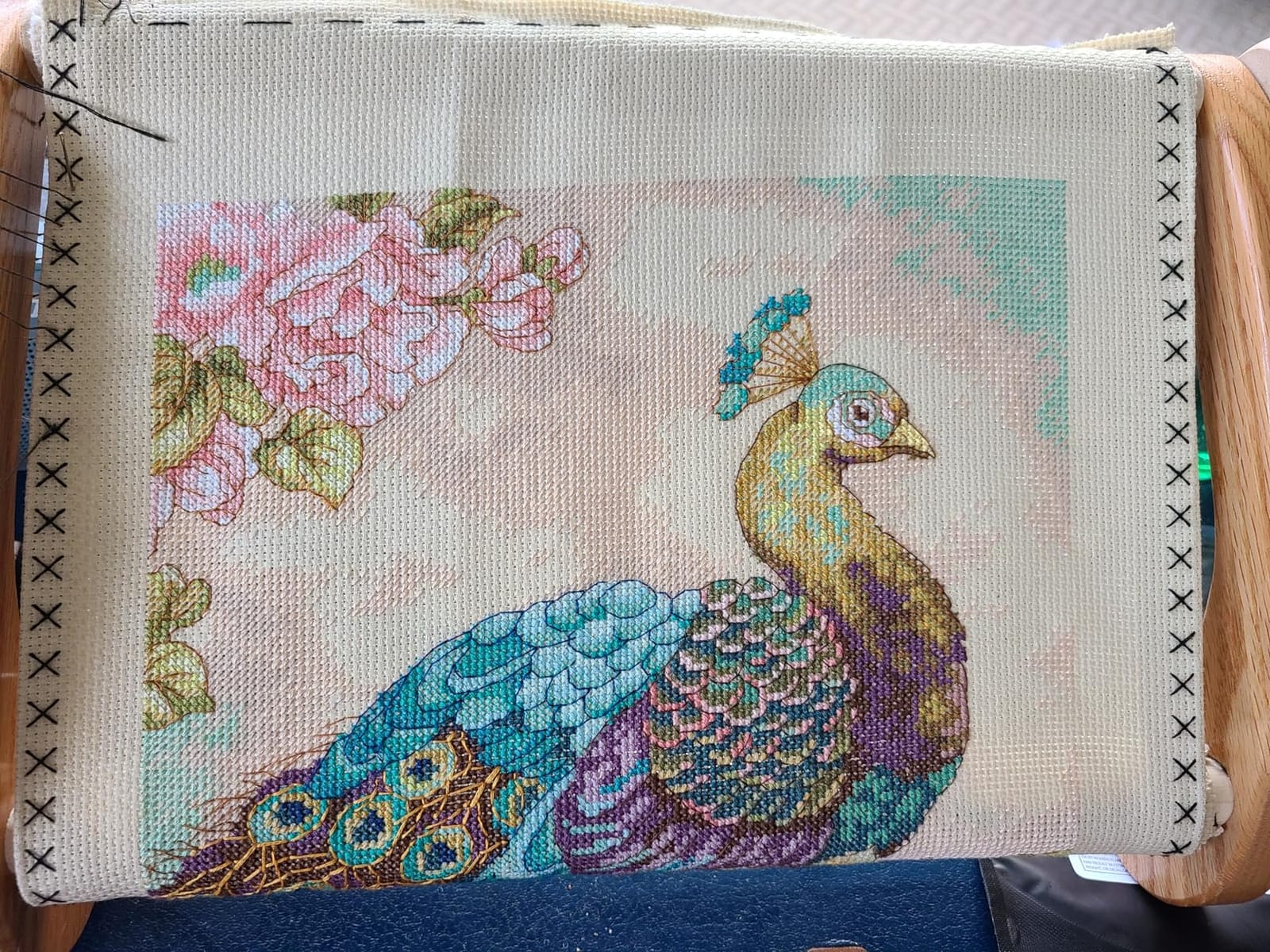 Dimensions Indian Peacock Counted Cross Stitch Kit, 14 Count Natural Aida, 9'' x 15'' customer photo 2