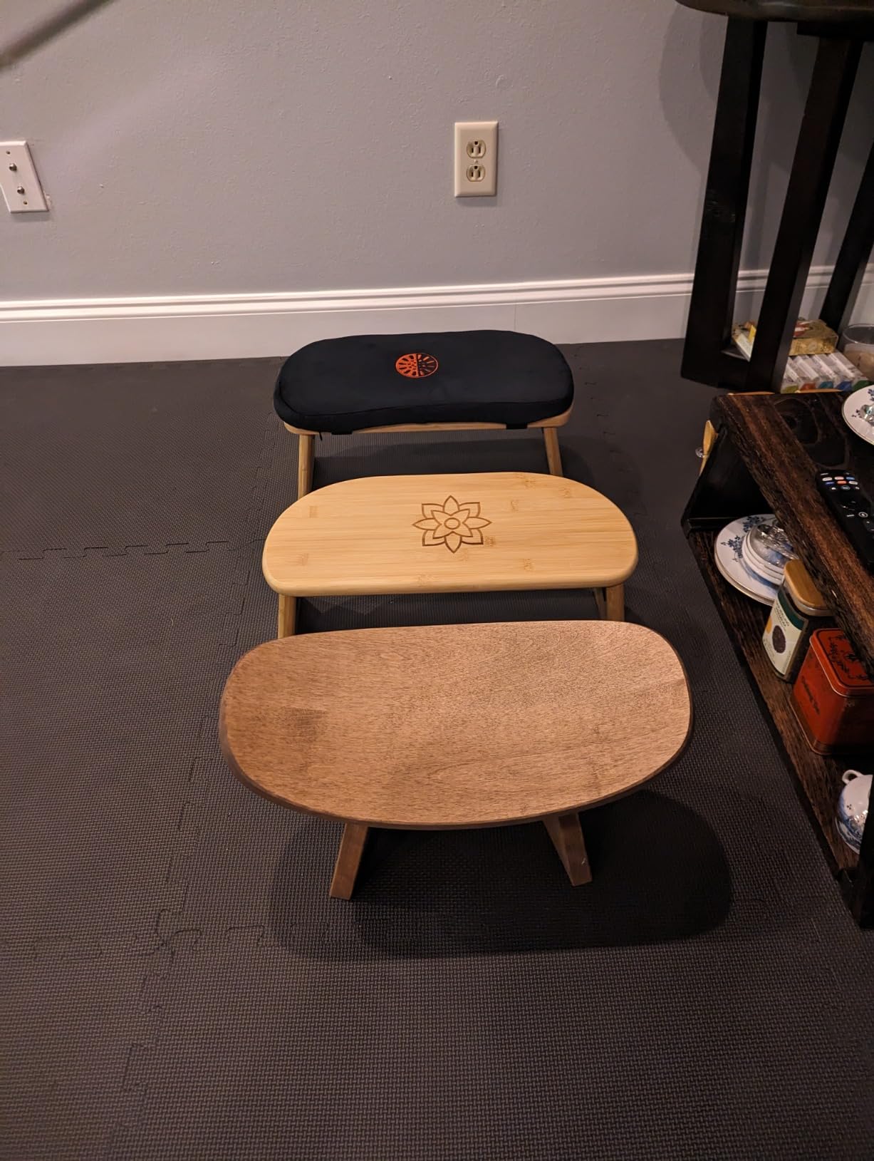 Meditation Bench IKUKO, Travel Yoga Stool, Walnut, Standard customer photo 1