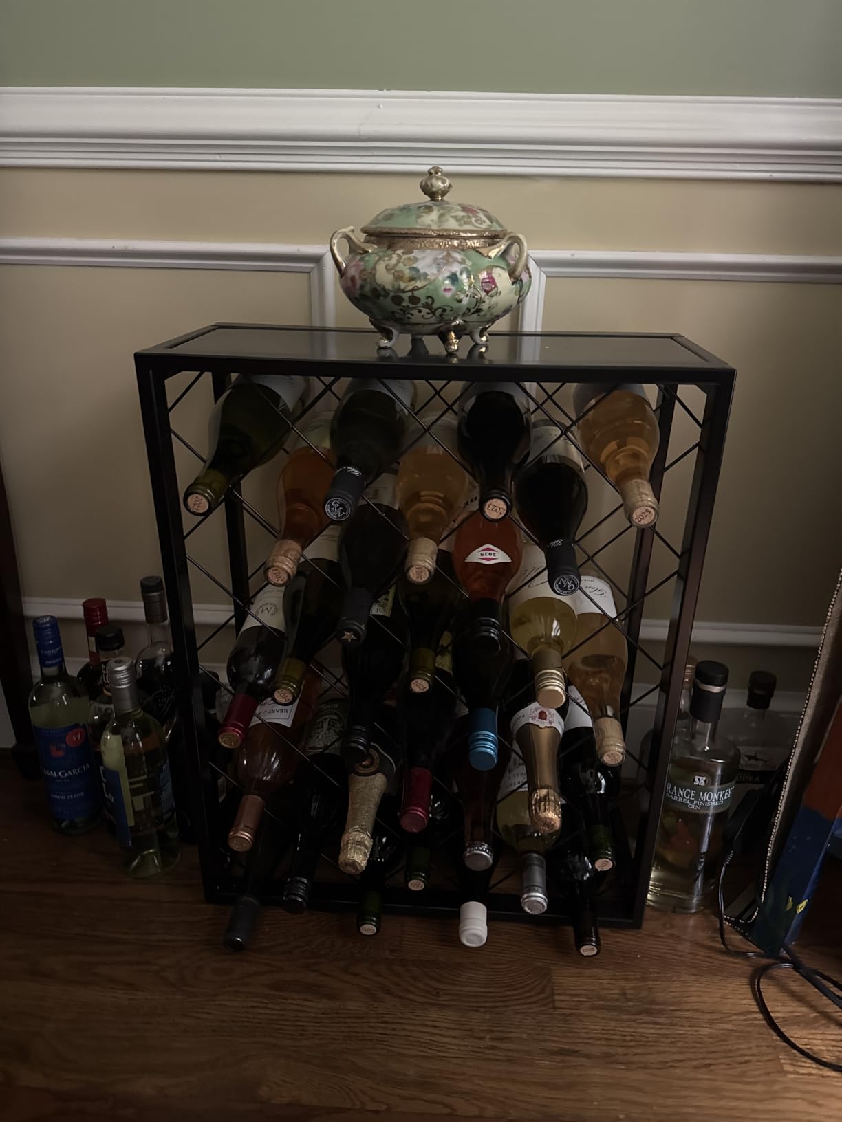 Mango Steam 32 Bottle Wine Rack with Black Glass Top Shelf, Free Standing for Home, Kitchen and Bar customer photo 2