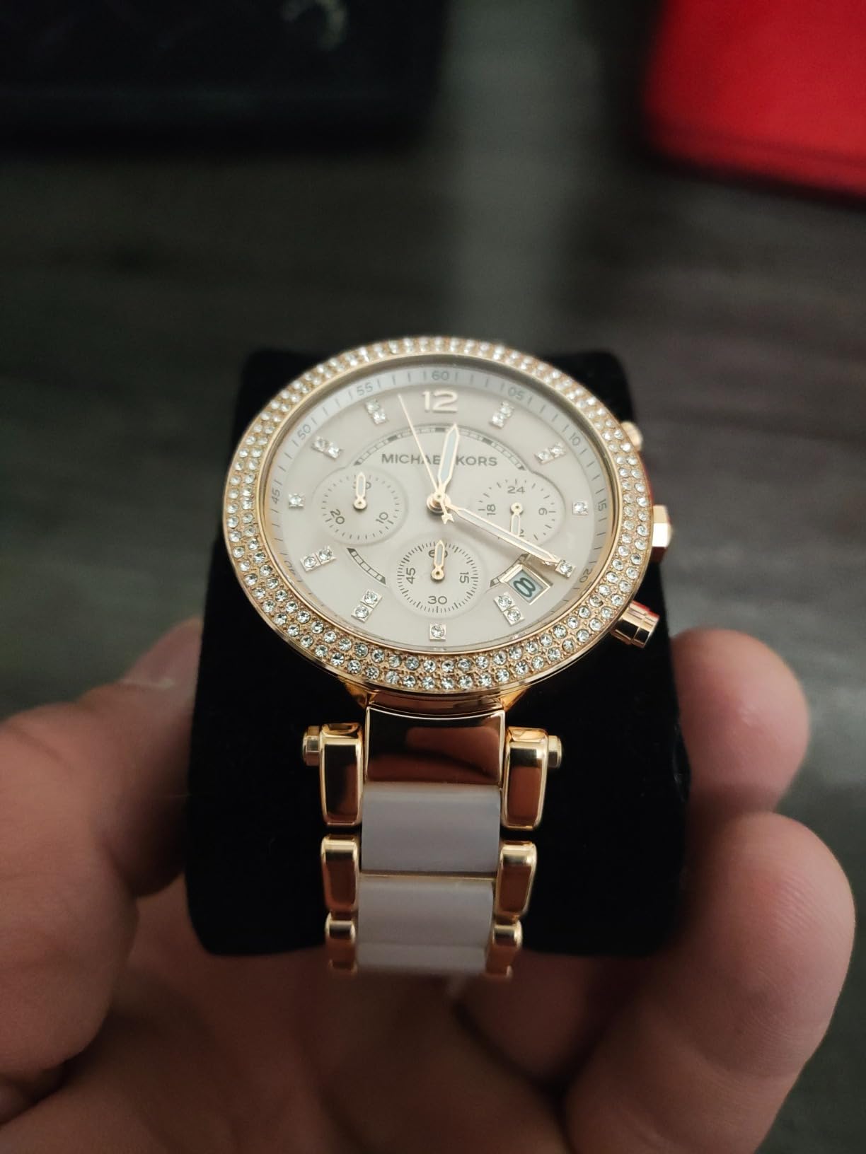 Michael Kors Parker Women's Stainless Steel and Pavé Crystal Watch with Steel, Leather, or Silicone Band customer photo 1