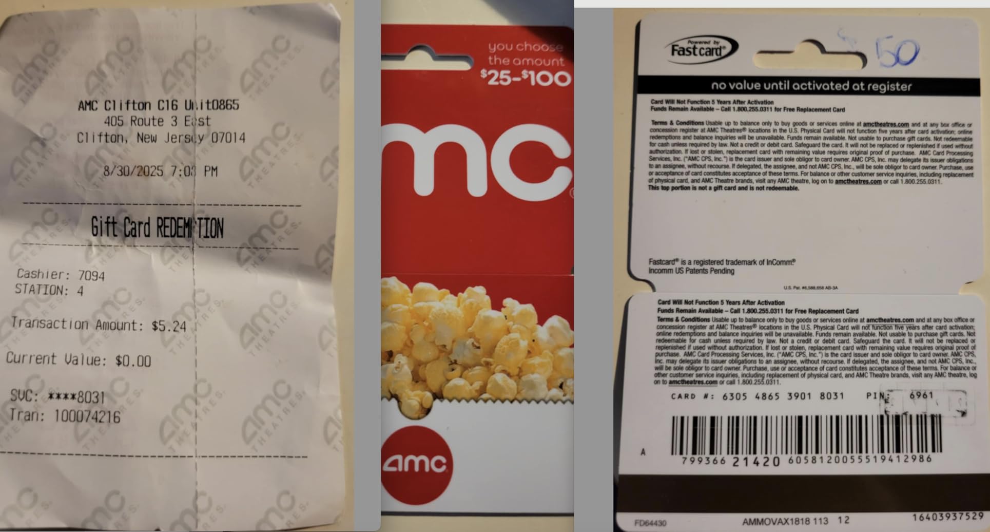 AMC Theatres Physical Gift Card customer photo 1