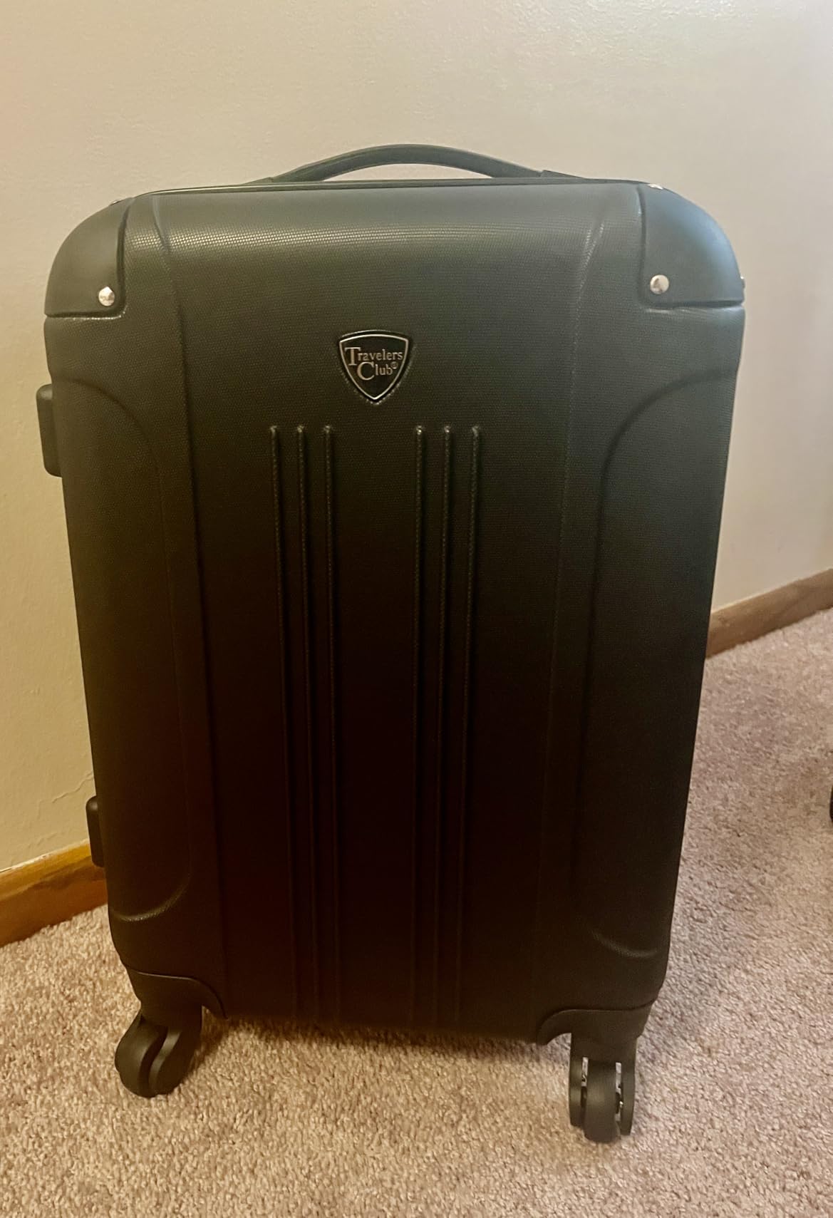 Travelers Club Chicago Hardside Expandable Spinner Luggage, Black, 22