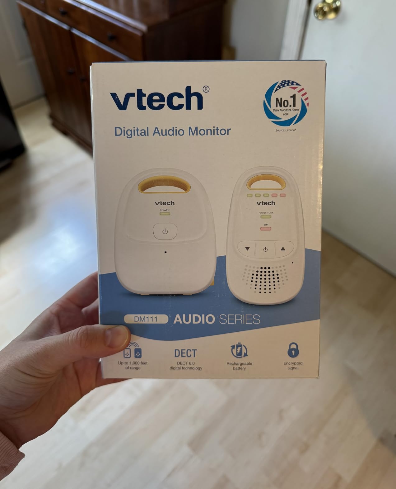 VTech Audio Baby Monitor — No Static DECT 6.0, No WiFi, Hack-Proof | 8Hr Battery, Belt Clip, 1000ft Range, 5-Level Sound Indicator | DM111 customer photo 1