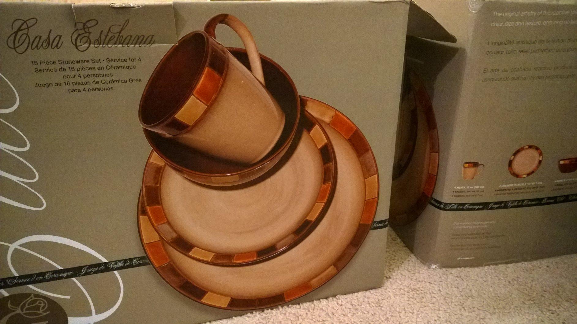 Gibson Elite Tequesta Square Reactive Glaze Stoneware Plates and Bowls Dishes Dinnerware Set, Service for 4 (16pcs), Taupe customer photo 2