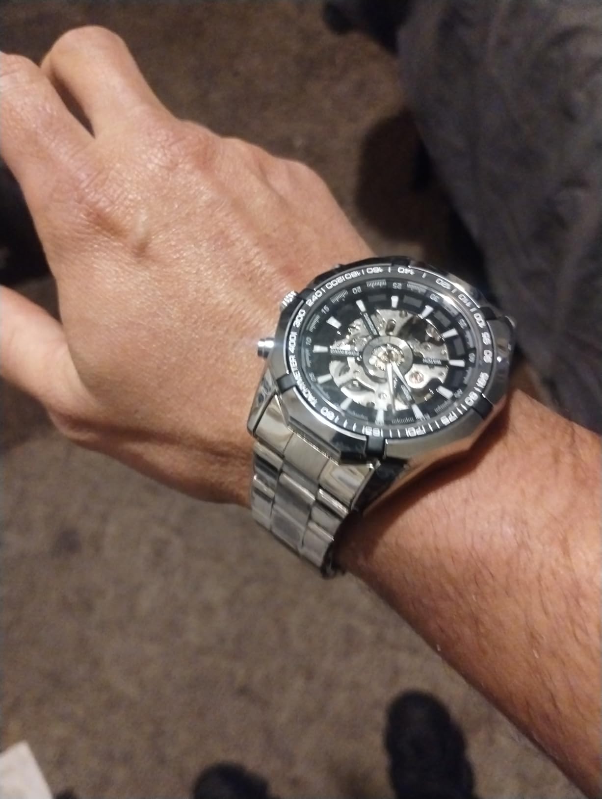 Gute Mens Watches, Mechanical Skeleton Stainless Steel Waterproof Automatic Self-Winding Watch for Men, Luxury X Dial Steampunk Wrist Watch customer photo 2