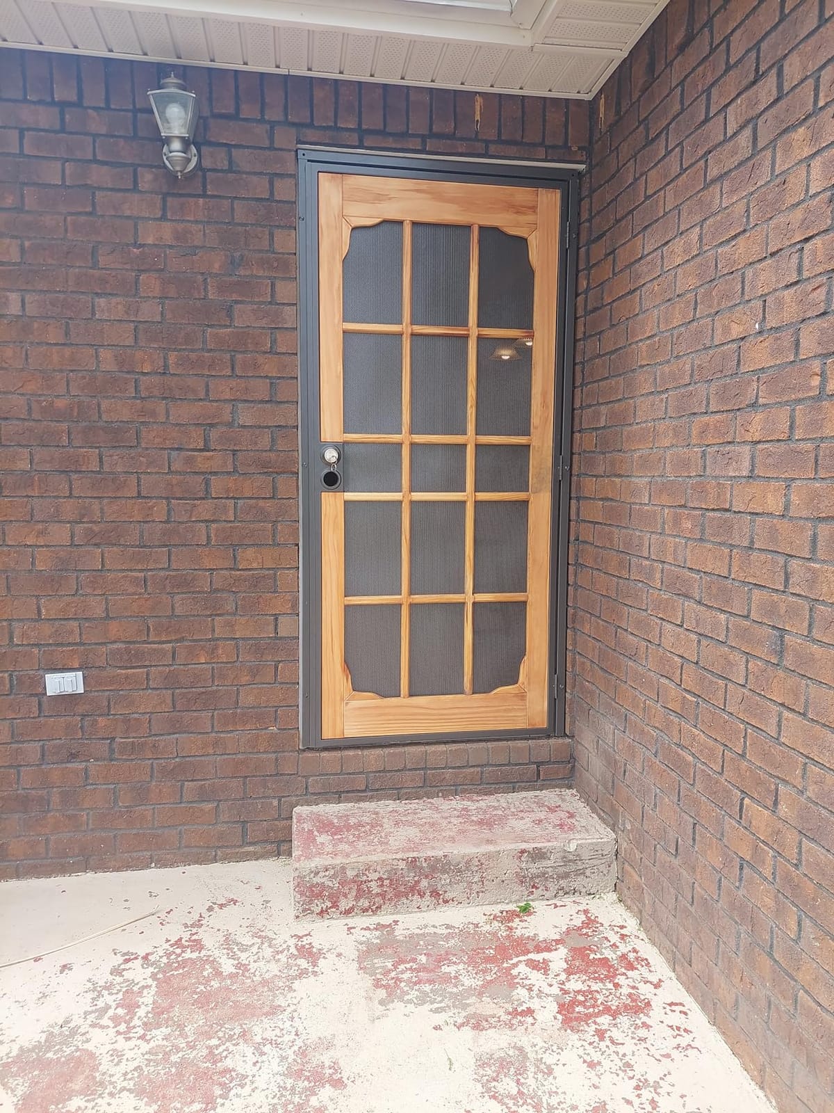 Prime-Line 3809BZ3068-I-WF Woodguard Steel Security Door, Bronze | Traditional Screen Door Style, Steel and Wood Construction, Non-Handed, Single Pack customer photo 2