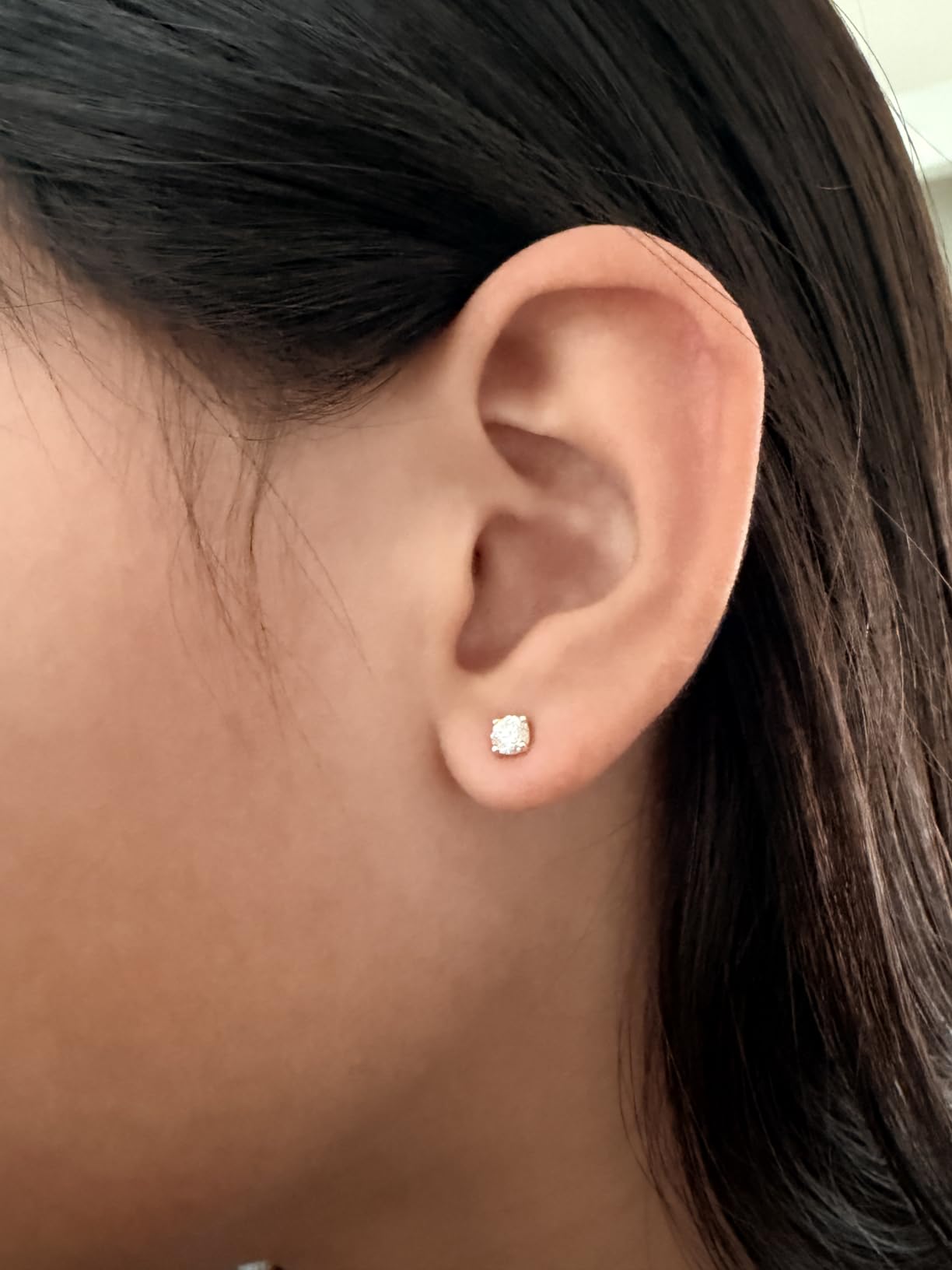 14K Solid Gold Post Stud Earrings Swarovski Zirconia for Sensitive Ears customer photo 2