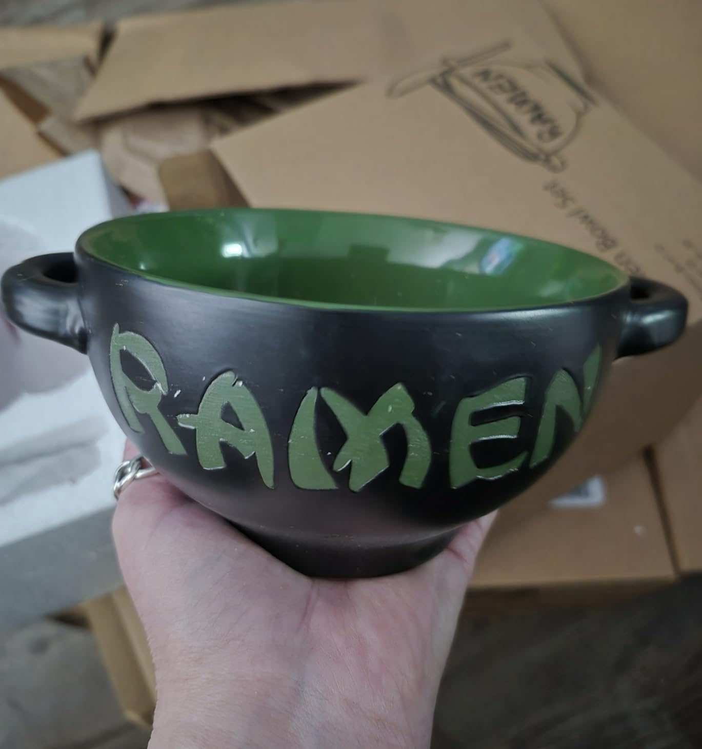 World Market Japanese Ceramic Ramen Bowl Set of 2 - Soup Spoon and Chopsticks - Serving Bowls for Noodle, Ramen, Udon, Miso, Thai, and Pho Soup 17.5 Ounce Red Dragon and Green Rooster customer photo 2