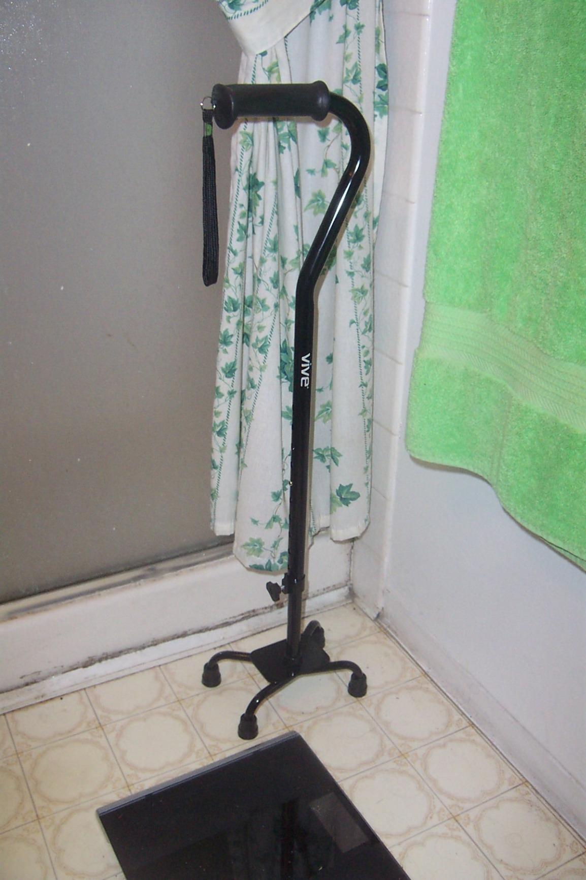 Vive Quad Cane - Walking Stick for Men and Women - Lightweight Adjustable Staff - Comfortable Right and Left Hand Grip for Stability Support - Four Prong Sturdy Aluminum Travel Aid - 4 Tip customer photo 1
