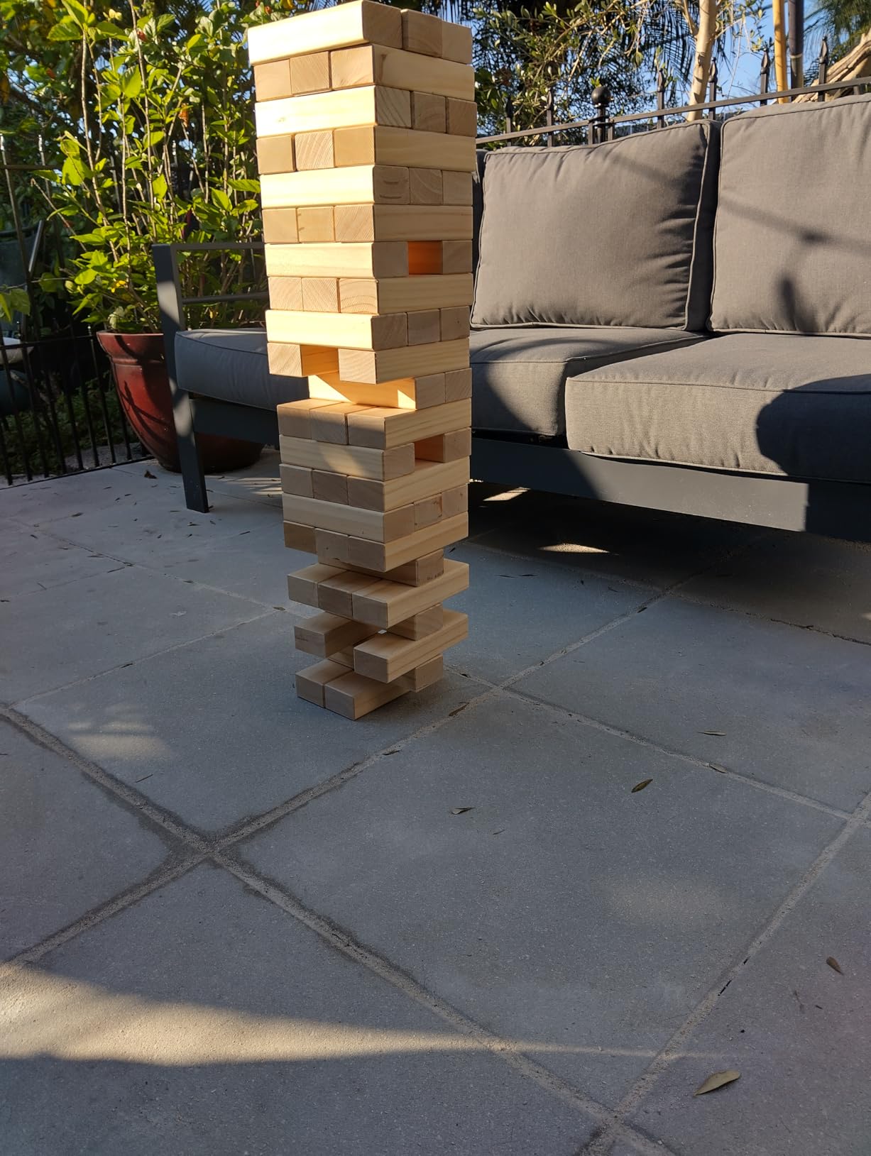 GoSports Giant Wooden Stacking Game - Stacks Up to 5 ft - Choose Brown Wood Stain, Gray, Natural, Stars & Stripes, or Tropical Hardwood - Toppling Tower customer photo 1